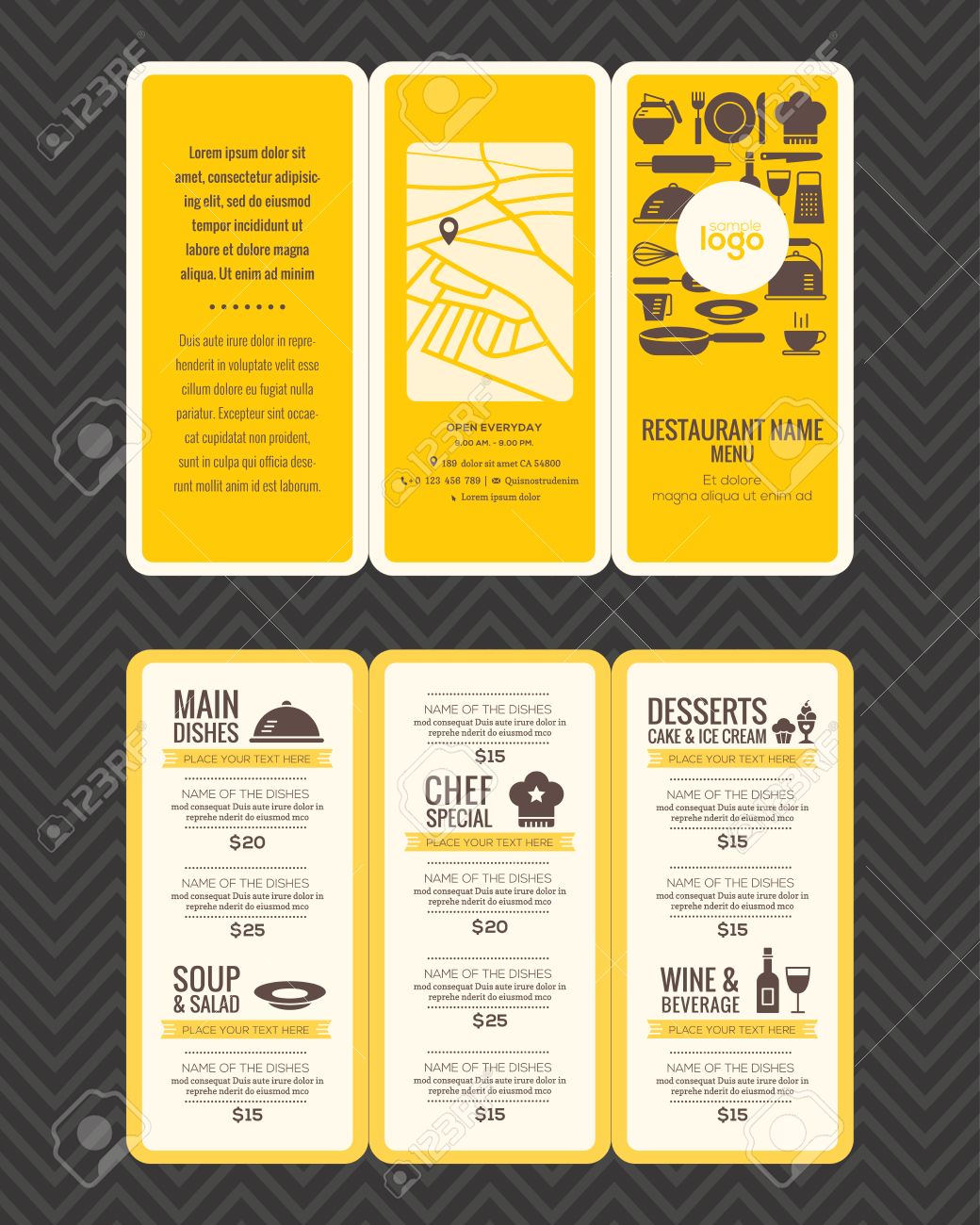 Le Menu Du Restaurant Moderne De Conception Modele De Brochure Au Format A4 Tri Pli Clip Art Libres De Droits Vecteurs Et Illustration Image 42737616