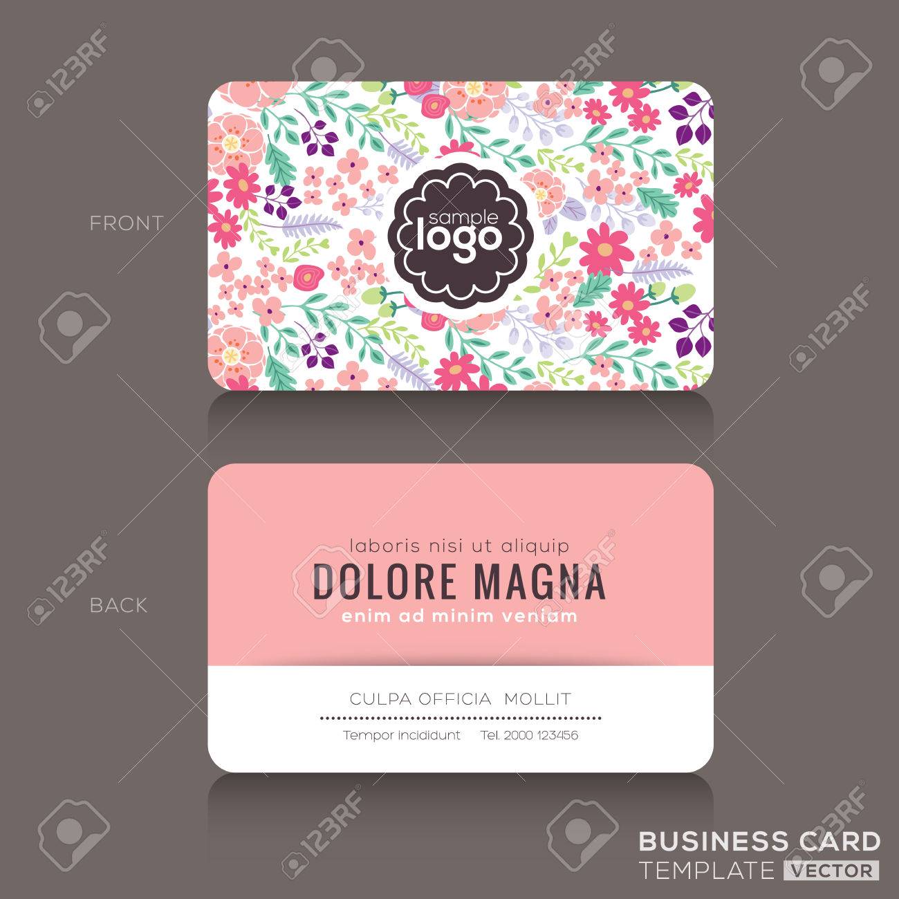 tarjeta de visita linda del estampado de flores tarjeta de