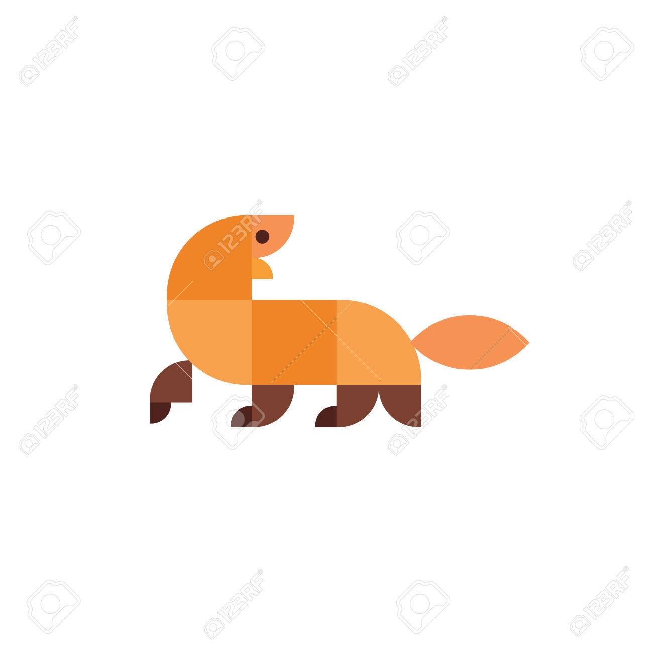 Geometric Animal In Flat Design Illustration Logo Mammal Mongoose