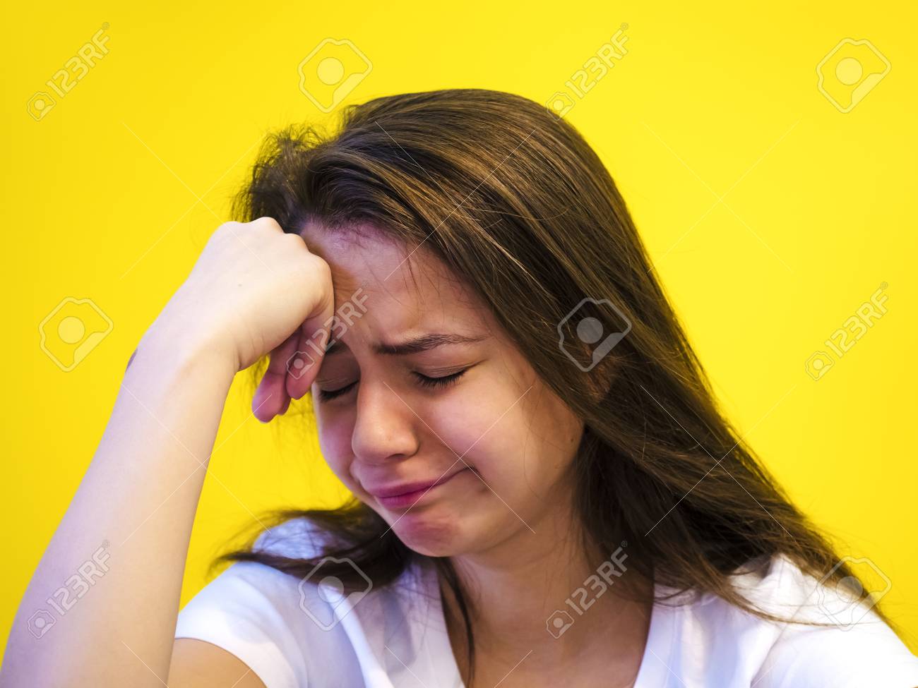 violence and outrage against girls theme portrait of a sobbing