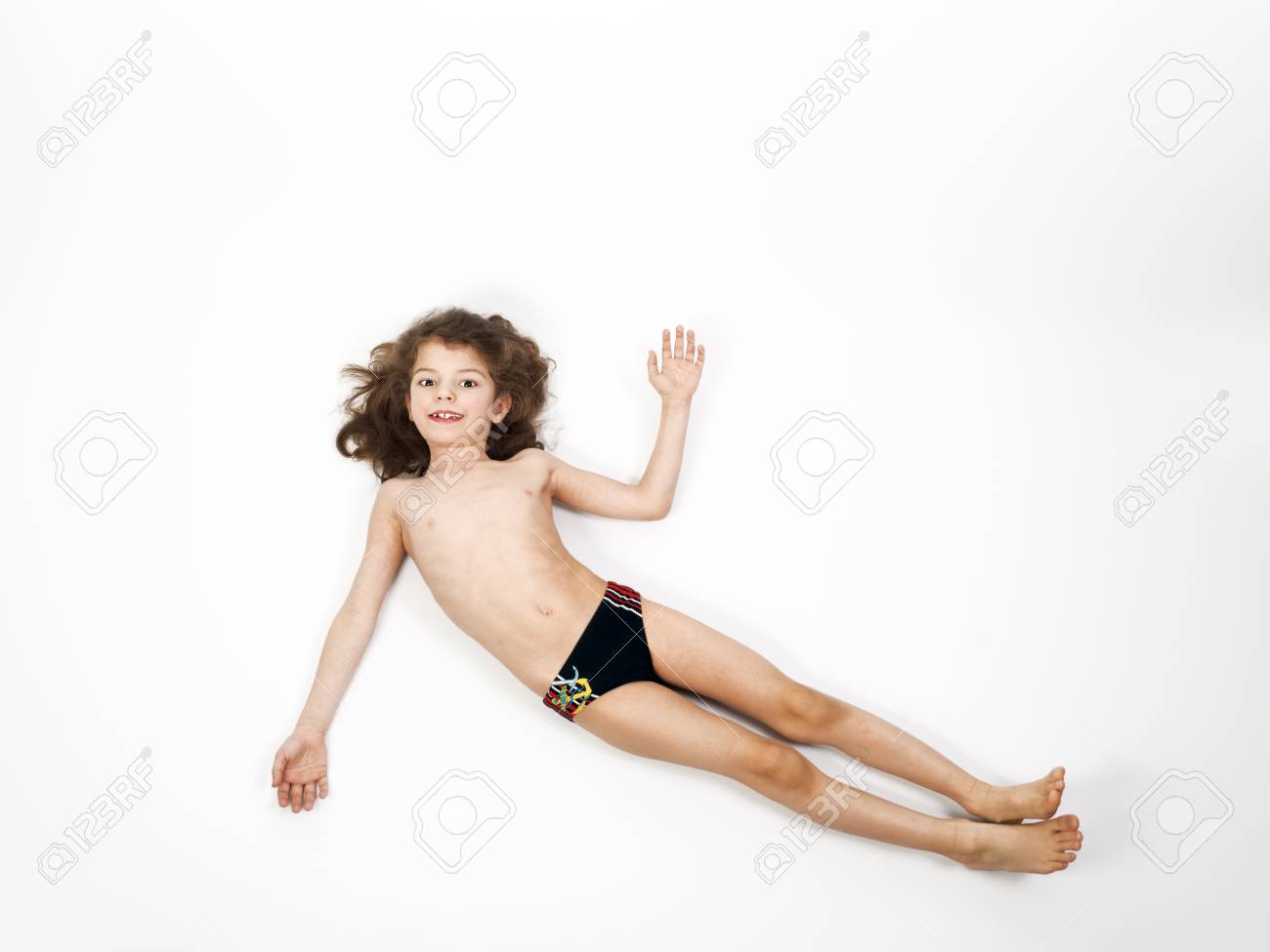 little boy in girl swimsuit