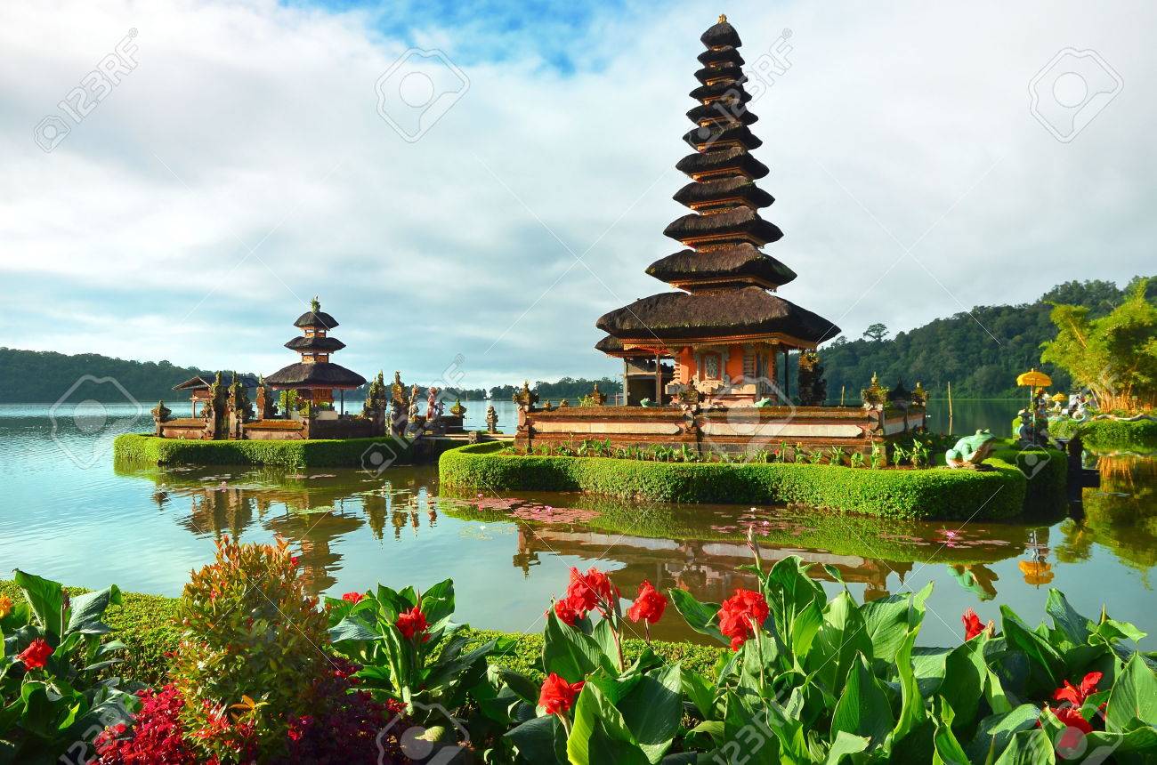Pura Ulun Danu Temple On A Lake Beratan On Bali Indonesia Stock
