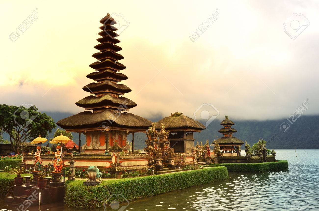 Pura Ulun Danu Temple On A Lake Beratan On Bali Indonesia Stock