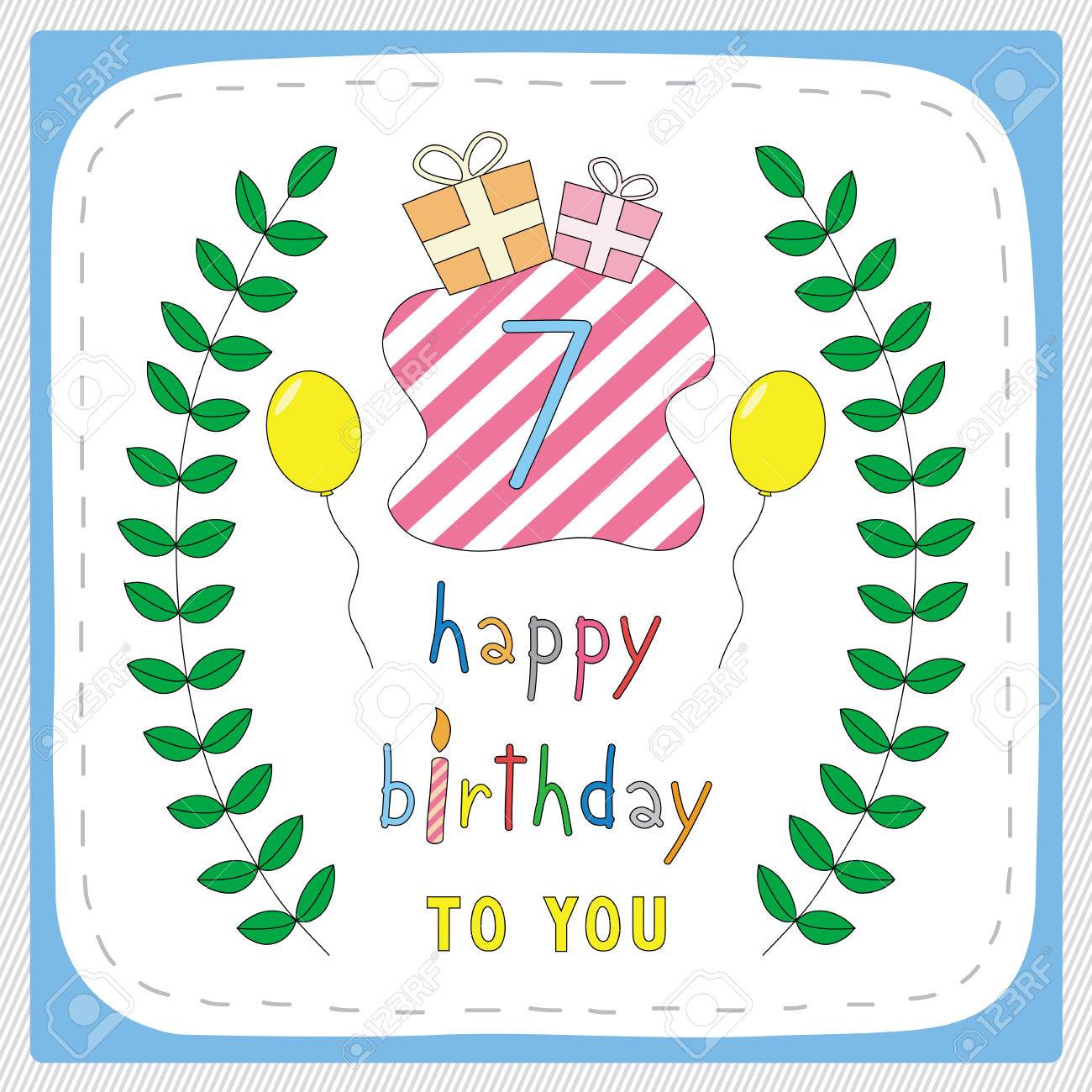 Vettoriale Buon Compleanno Con 7 Compleanno E 7 Anni Di Celebrazione Dell Anniversario Image