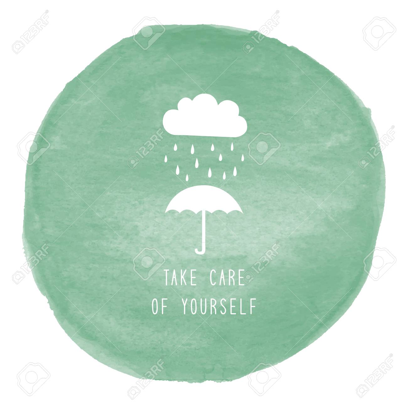 Take Care Of Yourself Text On Green Watercolor Background Stock Photo Picture And Royalty Free Image Image 5291