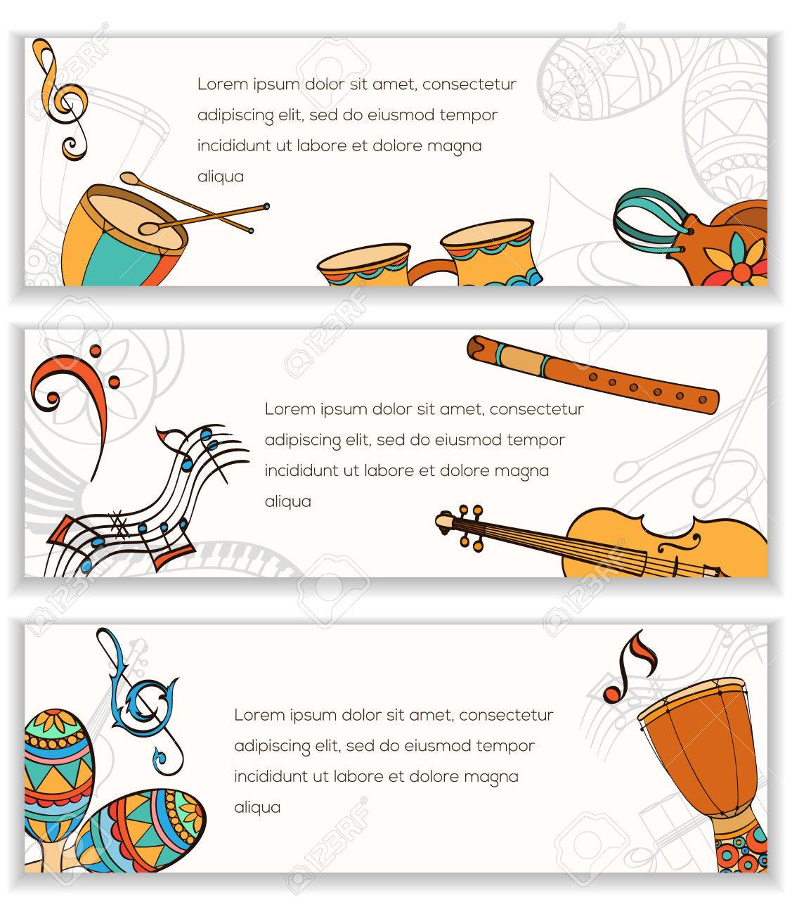 ラテン系のバナーです ラテン楽器のフレームです ラテン系のバナーは 結婚式 誕生日および他の休日や音楽的背景の招待状カードとして使用できます ベクトルの図 のイラスト素材 ベクタ Image