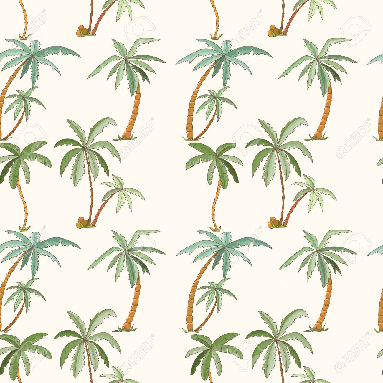 シームレスな熱帯ヤシのパターン ヤシの木の夏の無限の手描きベクトルの背景は 壁紙 包装紙 織物印刷に使用することができます のイラスト素材 ベクタ Image