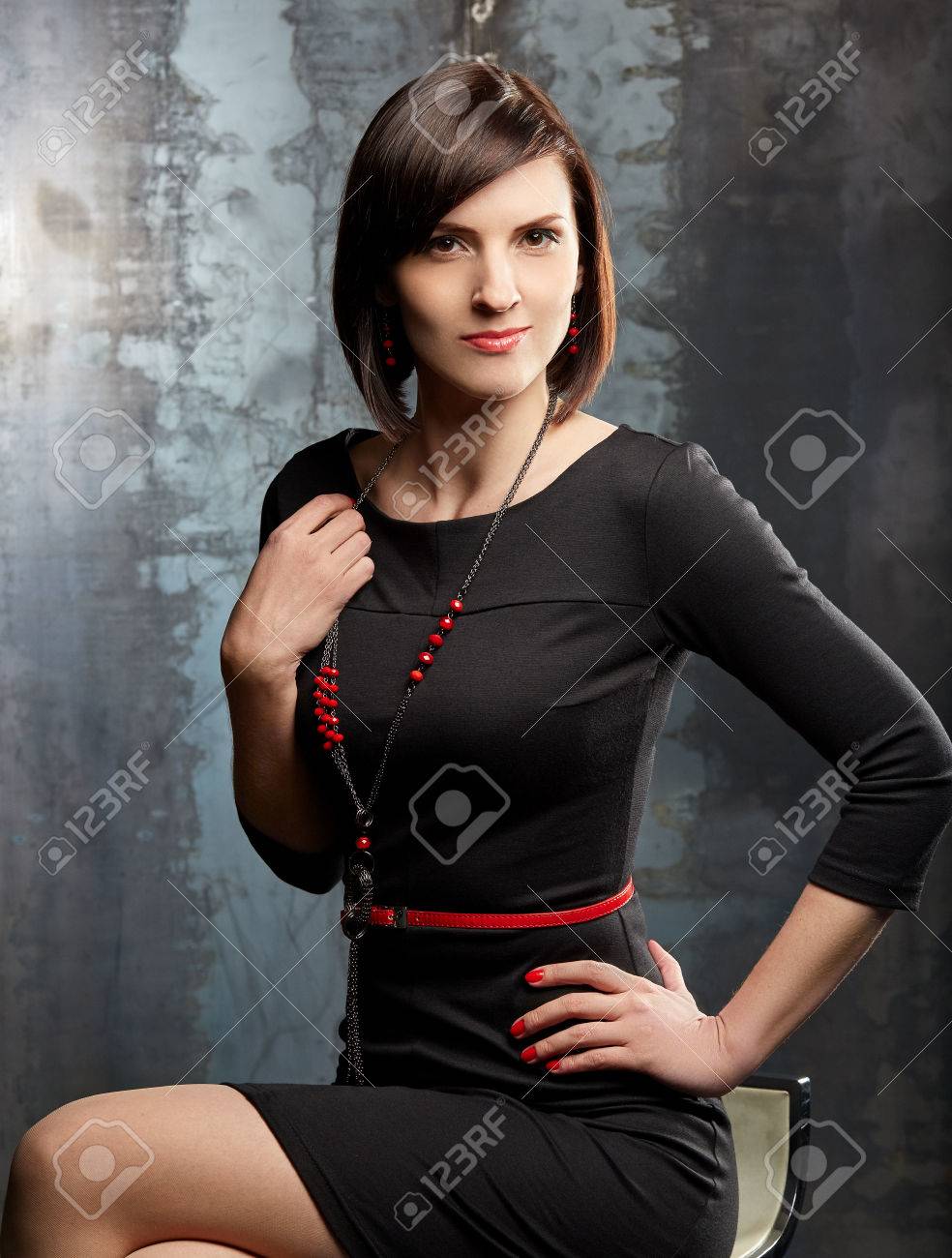 black dress red belt