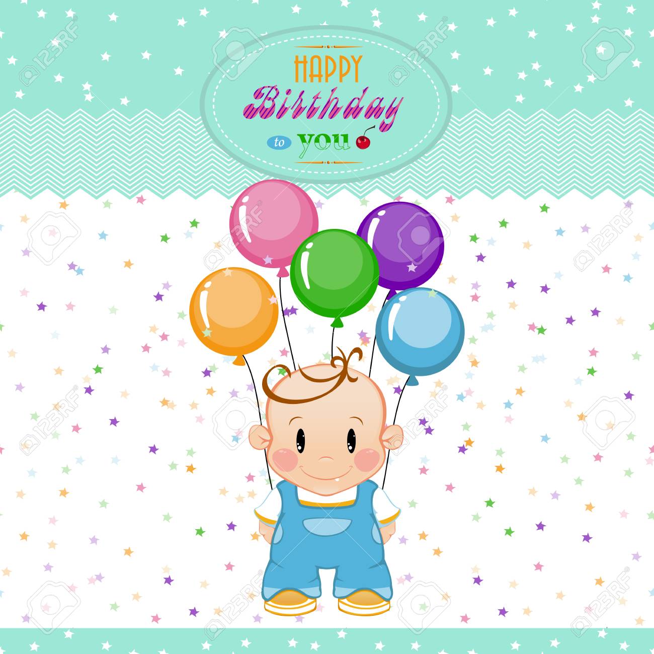 Een Kleine Jongen Met Opblaasbare Ballen En Sterren. De Verjaardag Kind Royalty Vrije Svg, Cliparts, Vectoren, En Stock Illustratie. Image 39269660.