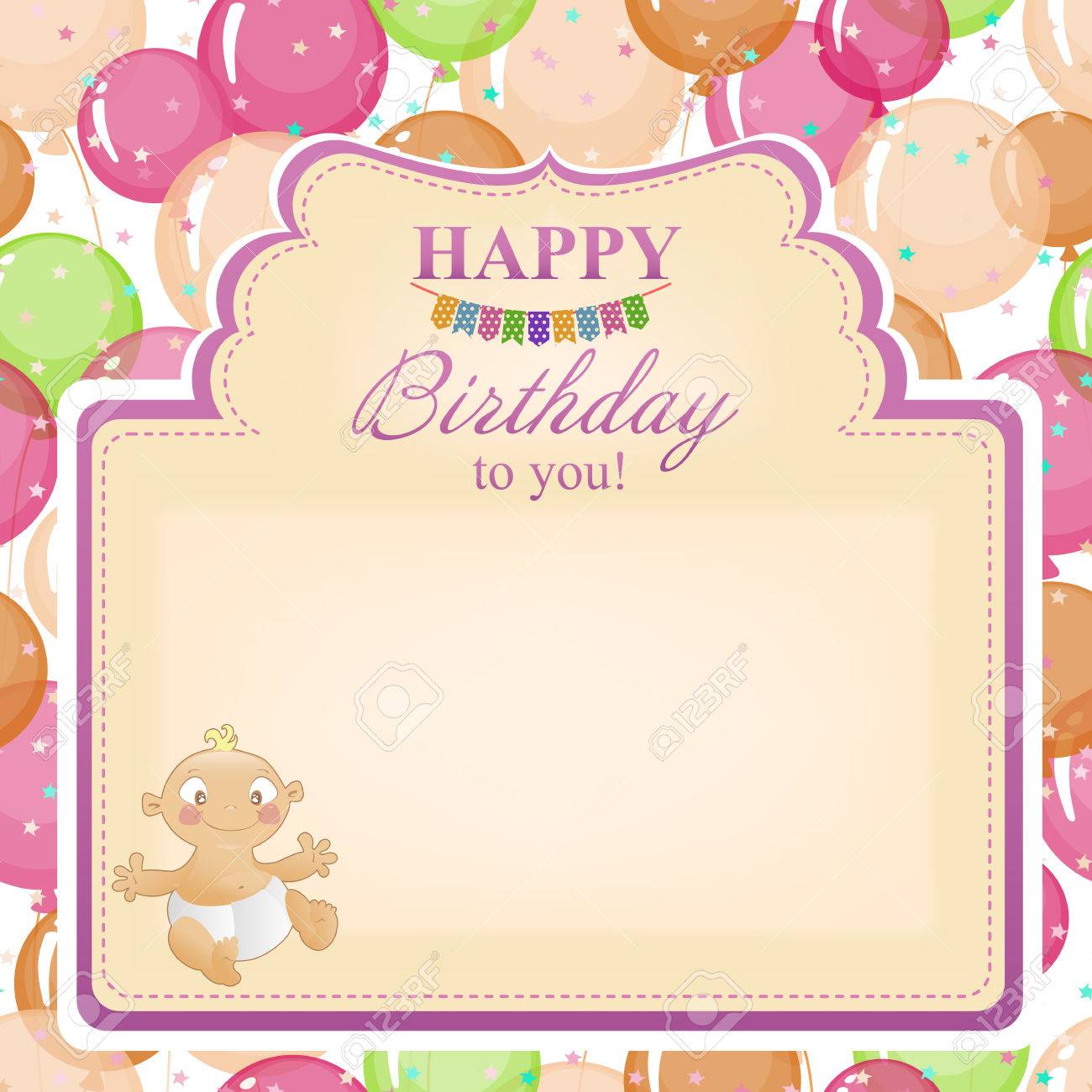 childrens congratulatory background with a birthday for girls