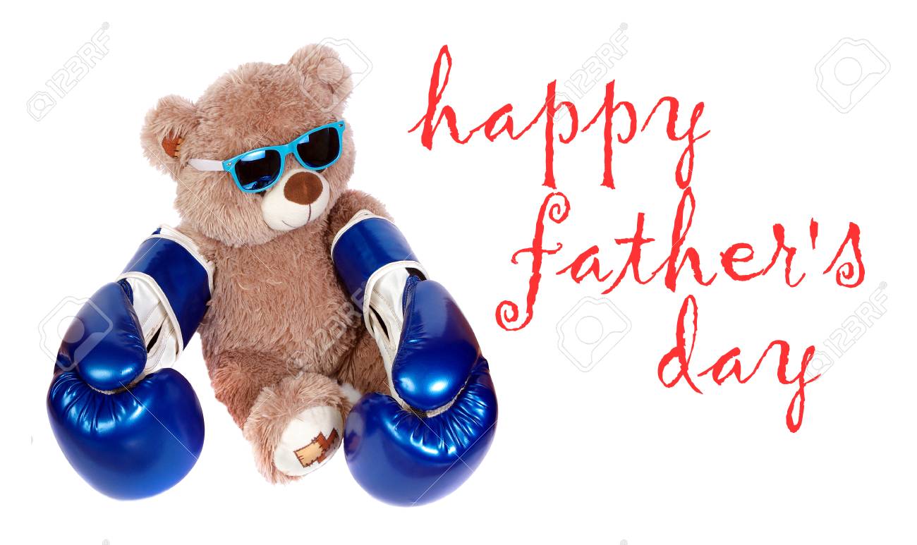 teddy bear in boxing gloves isolated on white little boxer stock