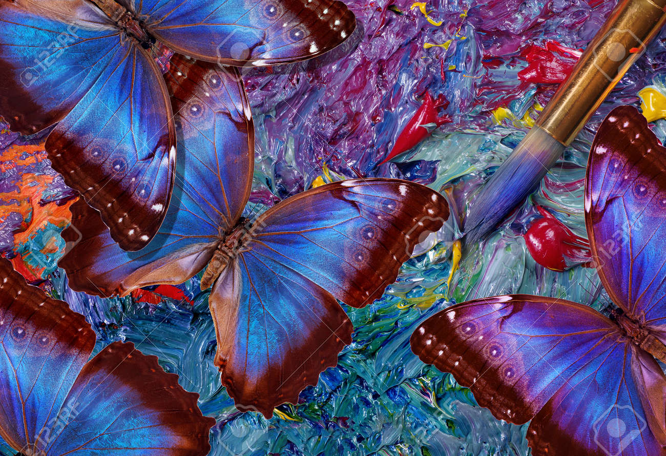 モルフォ蝶青色の翅 蝶のアート