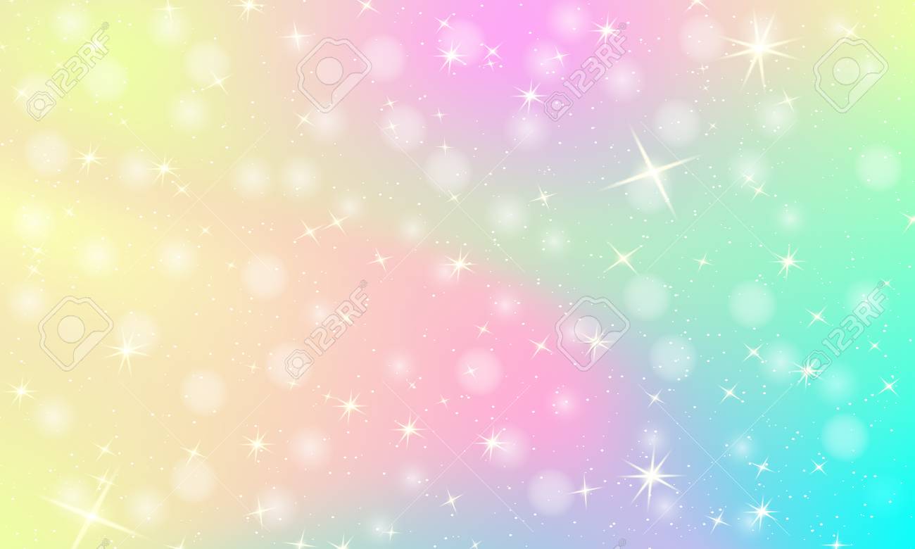 Fondo De Arco Iris De Unicornio Cielo Holografico En Color Pastel Patron De Sirena Brillante En Colores Princesa Ilustracion De Vector Fondo Colorido Degradado De Fantasia Con Malla De Arco Iris Ilustraciones