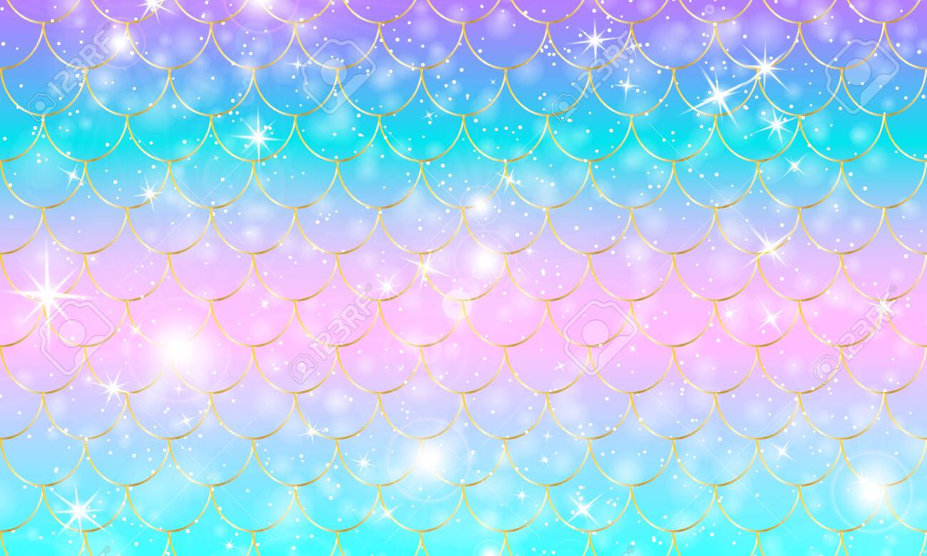 Mermaid Scales. Fish Squama. Kawaii Pattern. Watercolor Holographic Stars.  Rainbow Background. Color Vector Illustration. Scale Print. Royalty Free  SVG, Cliparts, Vectors, and Stock Illustration. Image 142456538., image size:1300x780