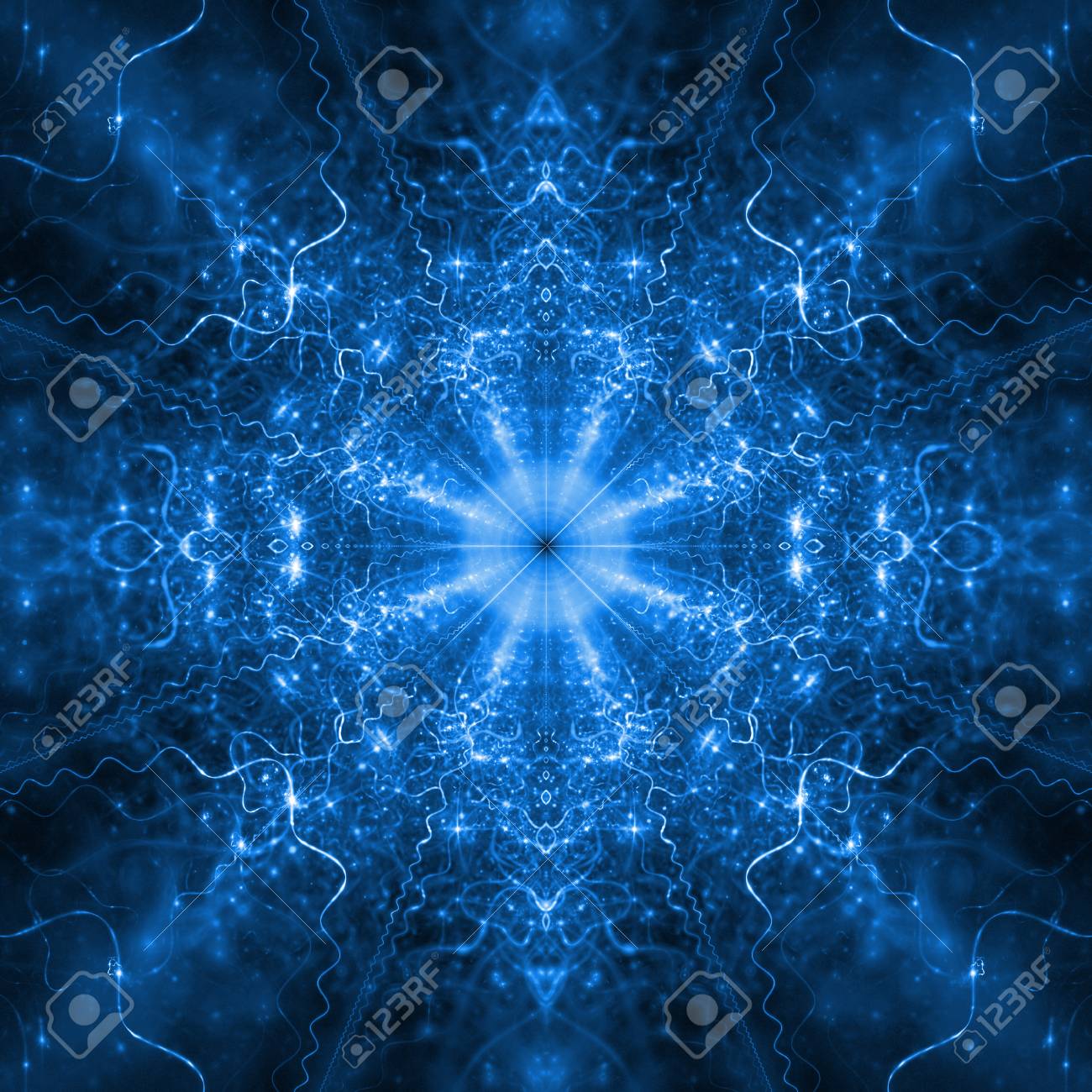 Download Abstract Flower Ornament On Black Background Symmetric Fractal Mandala In Blue Colors Creative Design For Wallpapers Or Textile Digital Art 3d Rendering Stock Photo Picture And Royalty Free Image Image 69646294