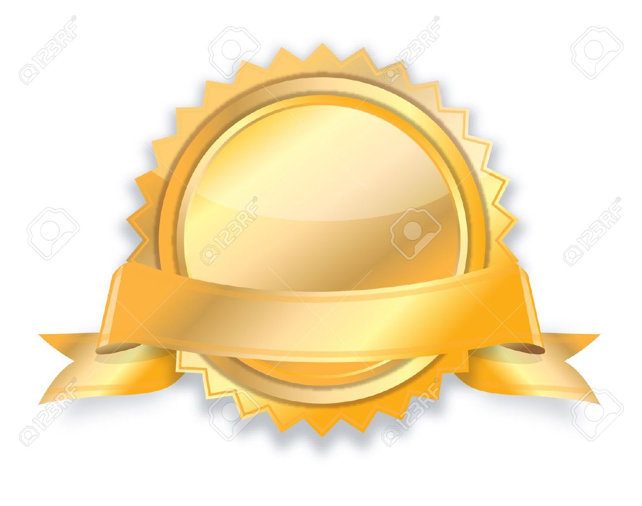 blank golden award medal with ribbon stock photo picture and