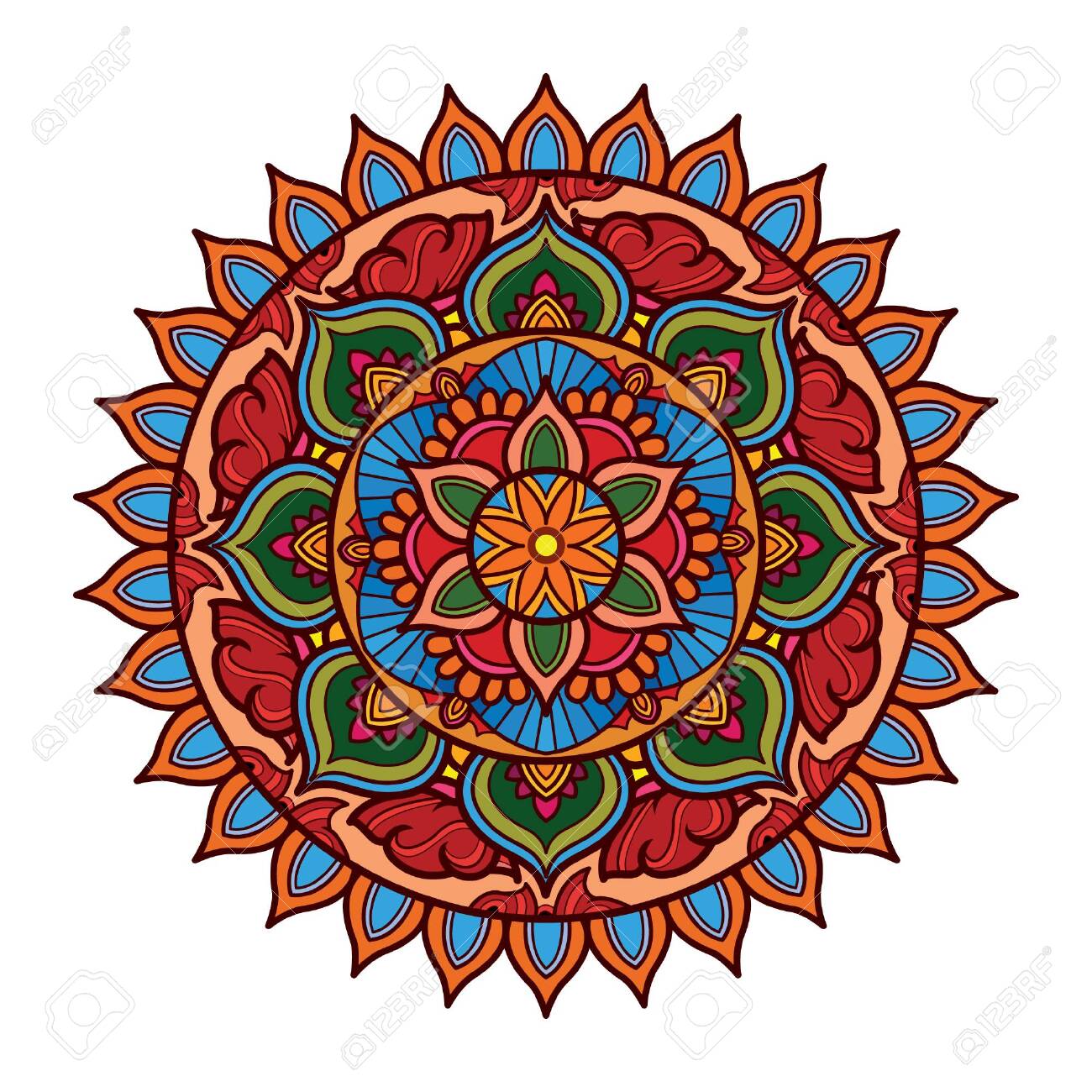 Mandala Design With Floral And Colorful Motifs. Decorative Vintage Mandala  Art With Circular Floral Motifs Royalty Free SVG, Cliparts, Vectors, and  Stock Illustration. Image 121758753.