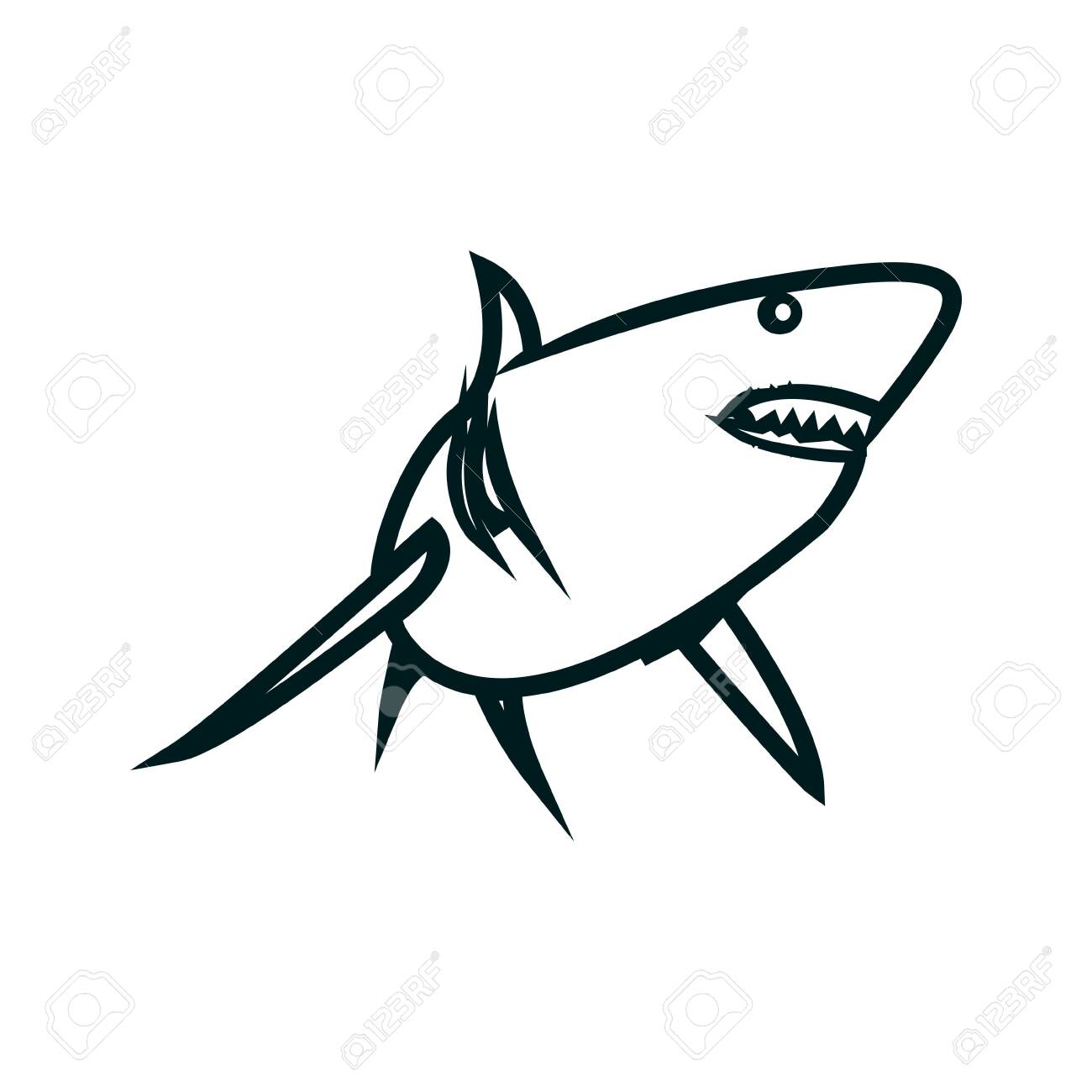 shark line art vector illustration shark simple outline design outline of a shark