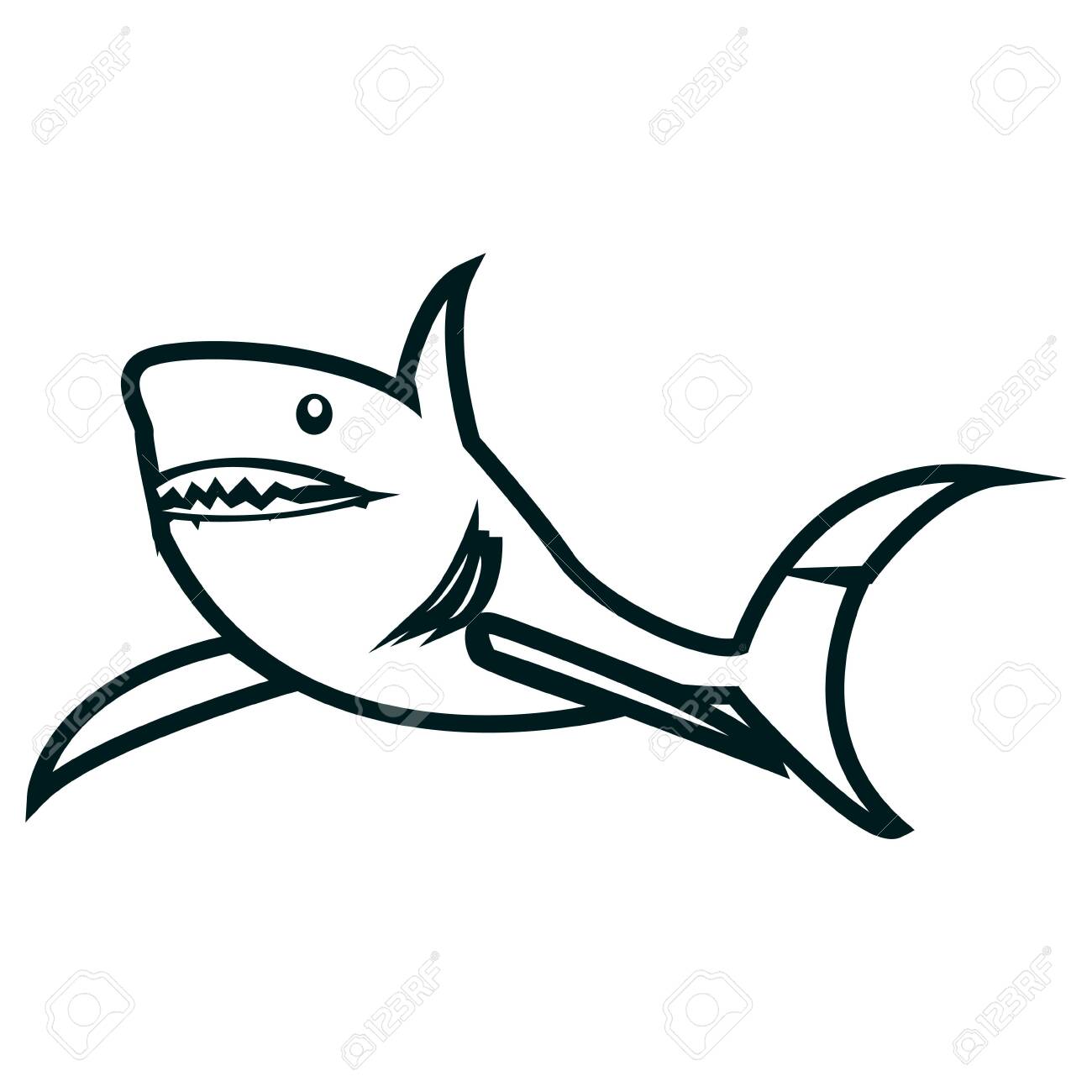 shark line art vector illustration shark simple outline design outline of a shark