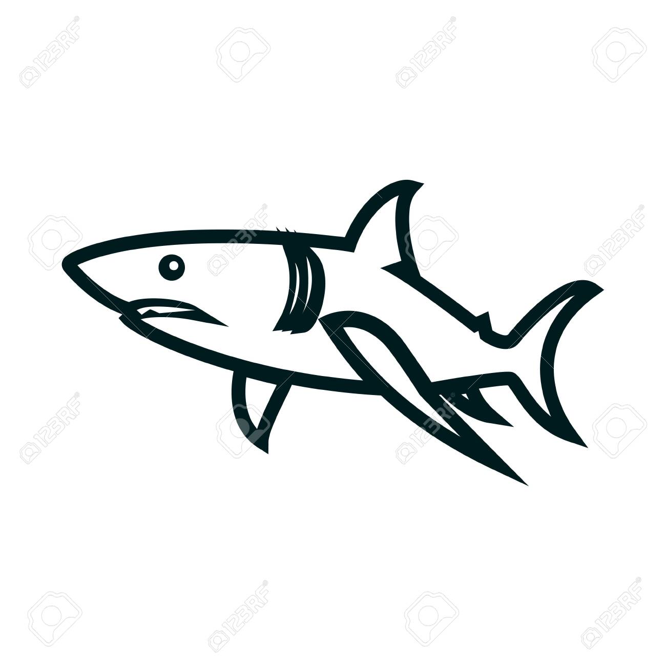 shark line art vector illustration shark simple outline design outline of a shark
