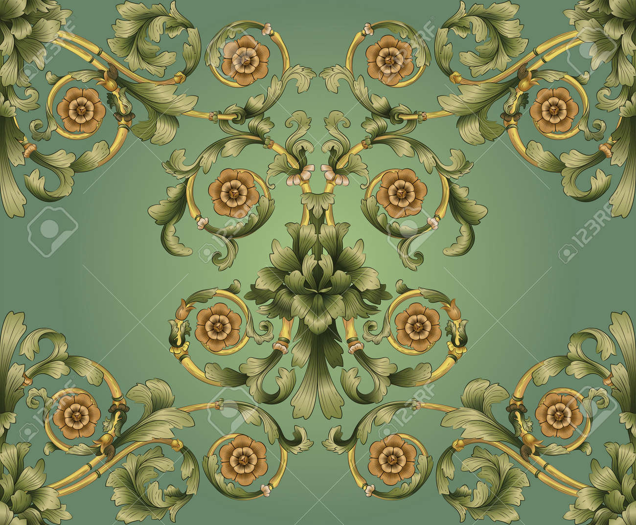 Retro Seamless Tiling Floral Wallpaper Pattern Reminiscent Of Royalty Free Cliparts Vectors And Stock Illustration Image 6270279