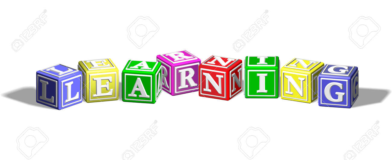 alphabet letter blocks forming the word learning royalty free