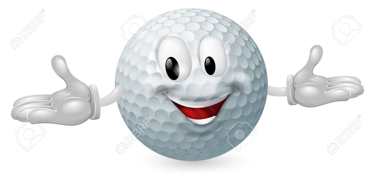 Ilustracion De Un Hombre Feliz Linda Mascota De Una Pelota De Golf Ilustraciones Vectoriales Clip Art Vectorizado Libre De Derechos Image