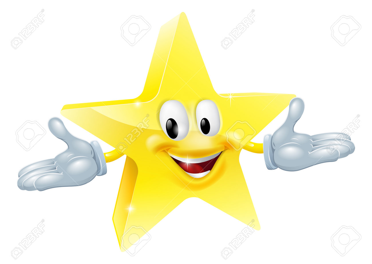 an illustration of a smiling gold star character royalty free
