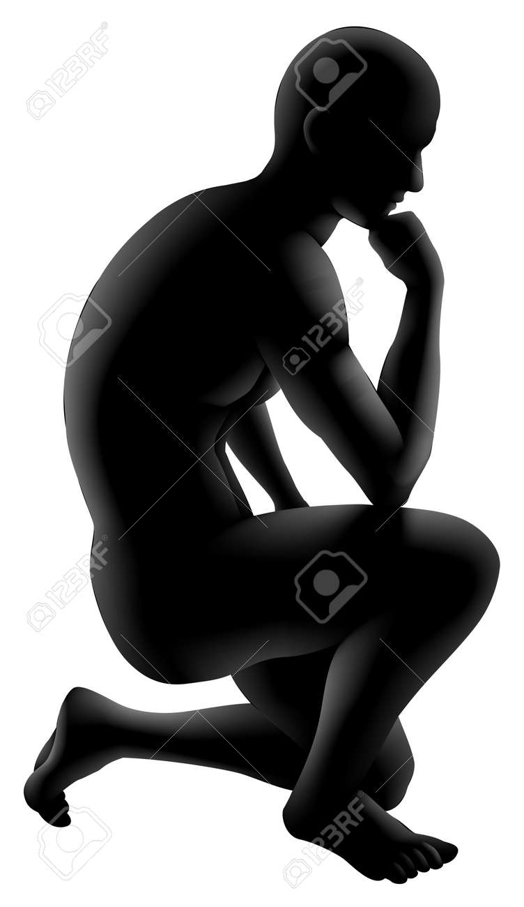 シルエット人思想家ポーズに Crouched 質問や心理学 詩 または哲学の概念 のイラスト素材 ベクタ Image シルエット人思想家ポーズに Crouched 質問や心理学 詩 または哲学の概念 のイラスト素材 ベクタ Image