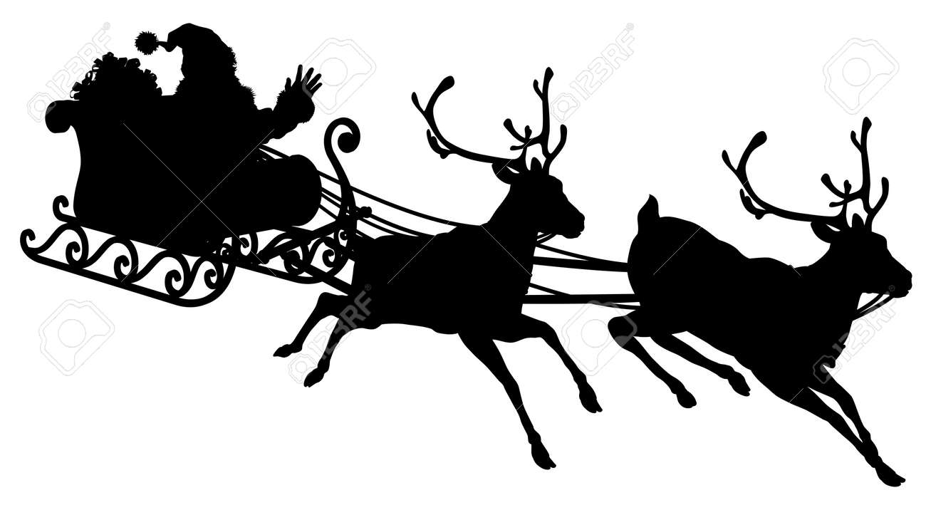 santa sleigh silhouette illustration of santa claus in his sleigh