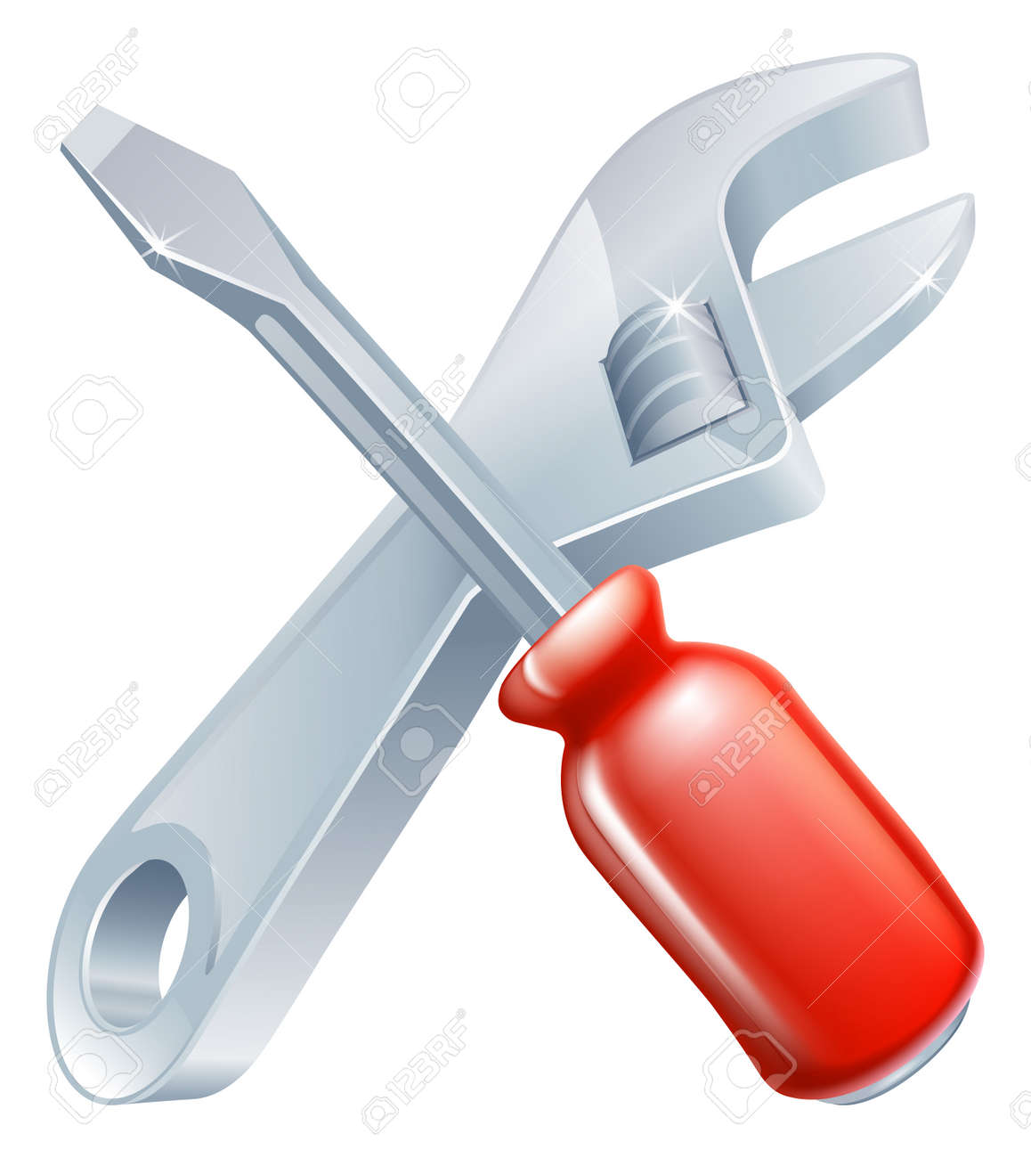 Croises Cle Et Un Tournevis Icone Des Outils De Dessin Anime Traverse La Construction Ou De Bricolage Ou D Un Concept De Service Clip Art Libres De Droits Vecteurs Et Illustration Image