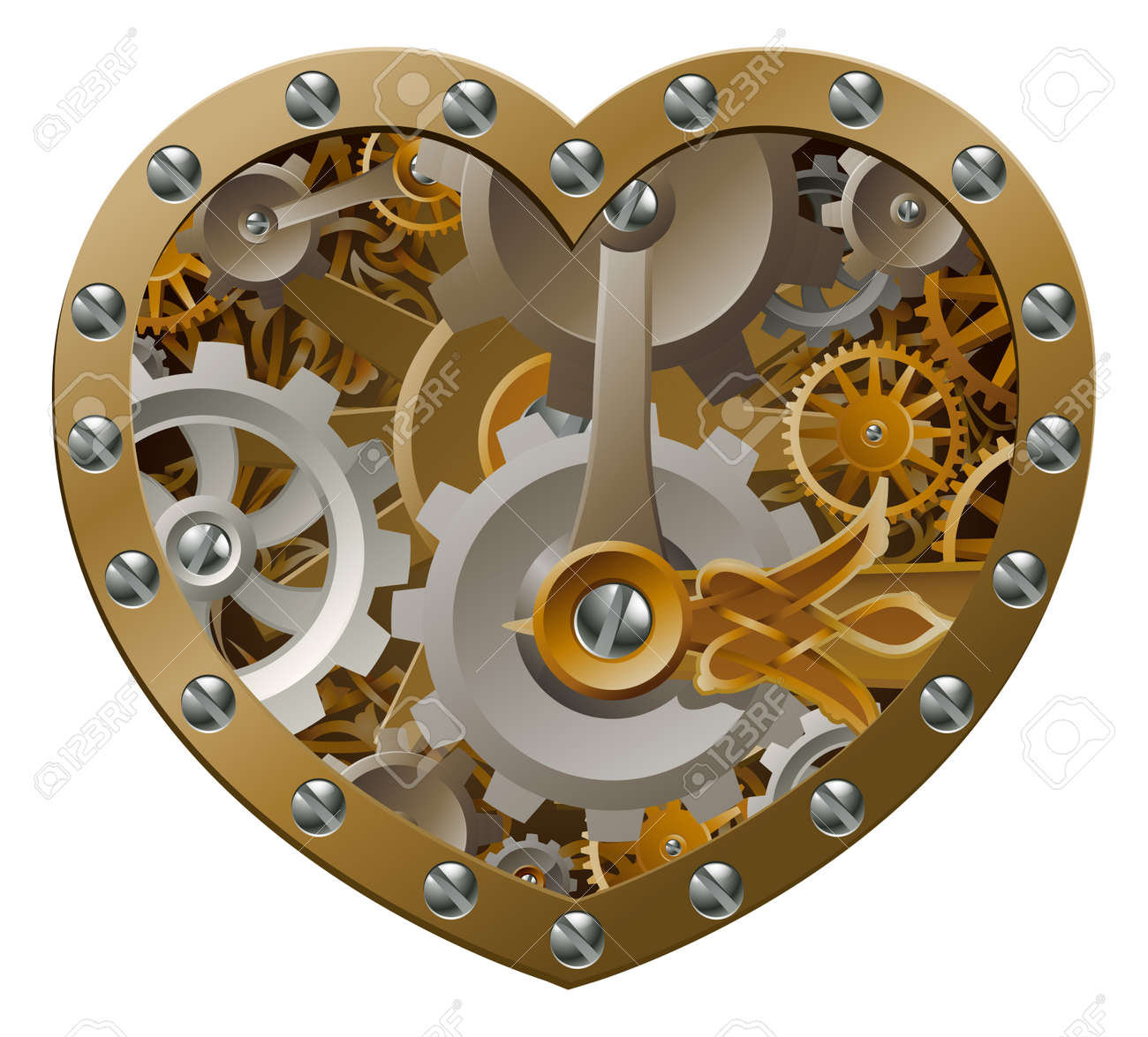 Hecha Engranajes Steampunk De Con Reloj Forma Concepto Corazón Y 08Nnvmw