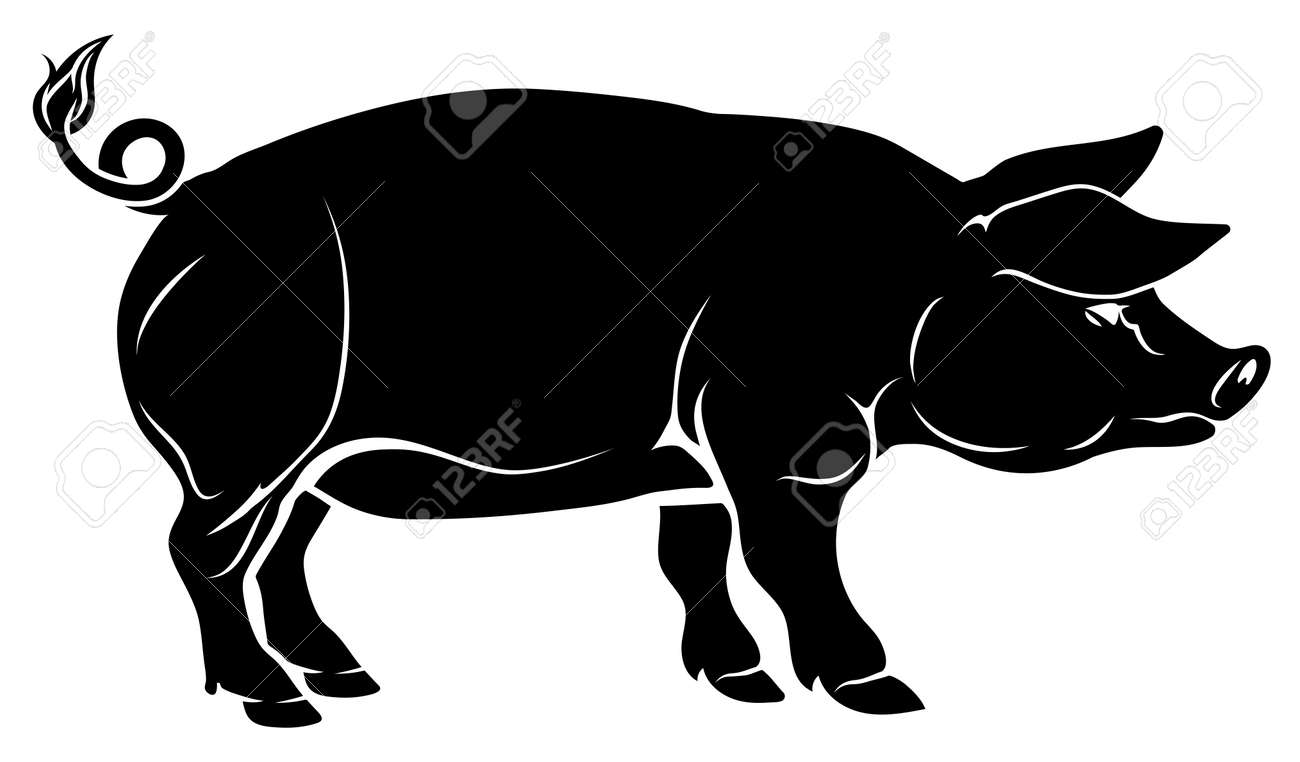 ブタのイラストができる豚肉の食品ラベルまたはメニュー アイコンのイラスト素材 ベクタ Image 30141289