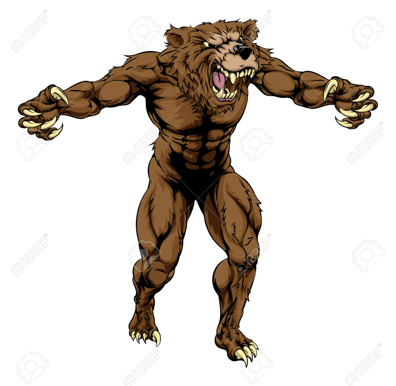 爪を持つクマ怖いスポーツ マスコットのイラスト のイラスト素材 ベクタ Image