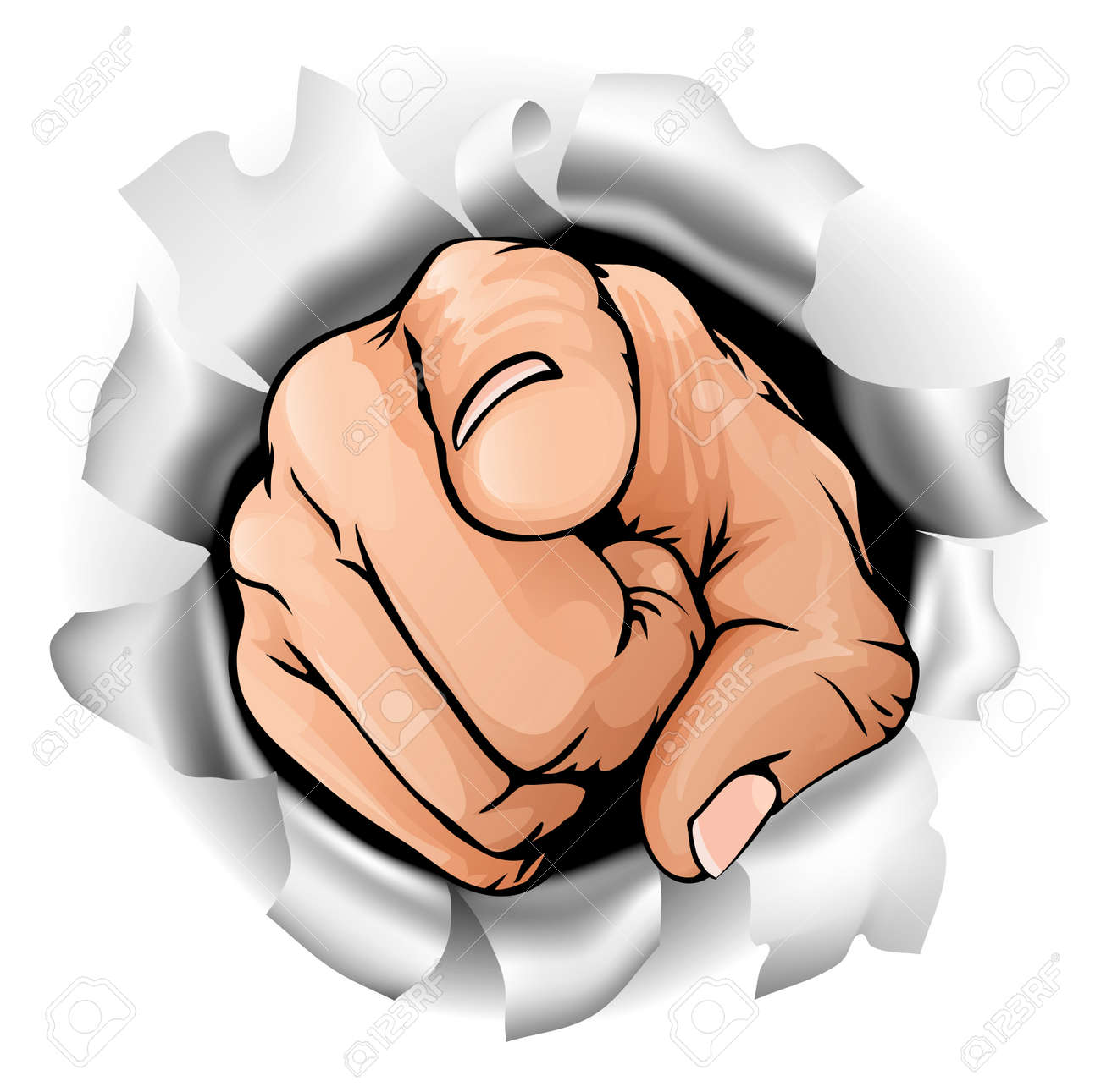 An Illustration Of A Pointing Hand Breaking Through A Wall Royalty Free Cliparts Vectors And Stock Illustration Image
