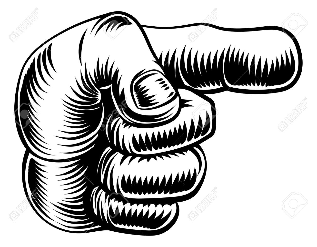 A ポインティング ビンテージ木版画スタイル手アイコンのオリジナル イラスト のイラスト素材 ベクタ Image