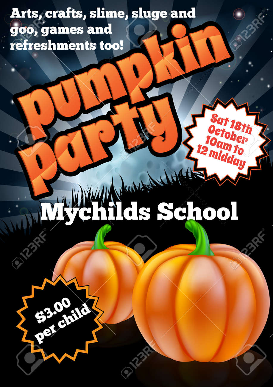 school childrens halloween pumpkin party flier invite invitation party flier