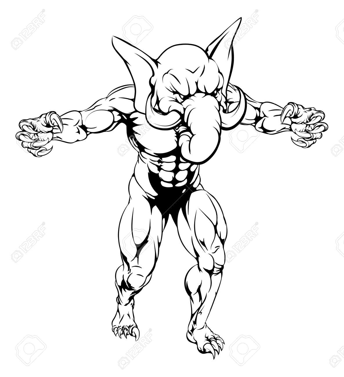 爪を持つ象怖いスポーツ マスコットのイラスト のイラスト素材 ベクタ Image