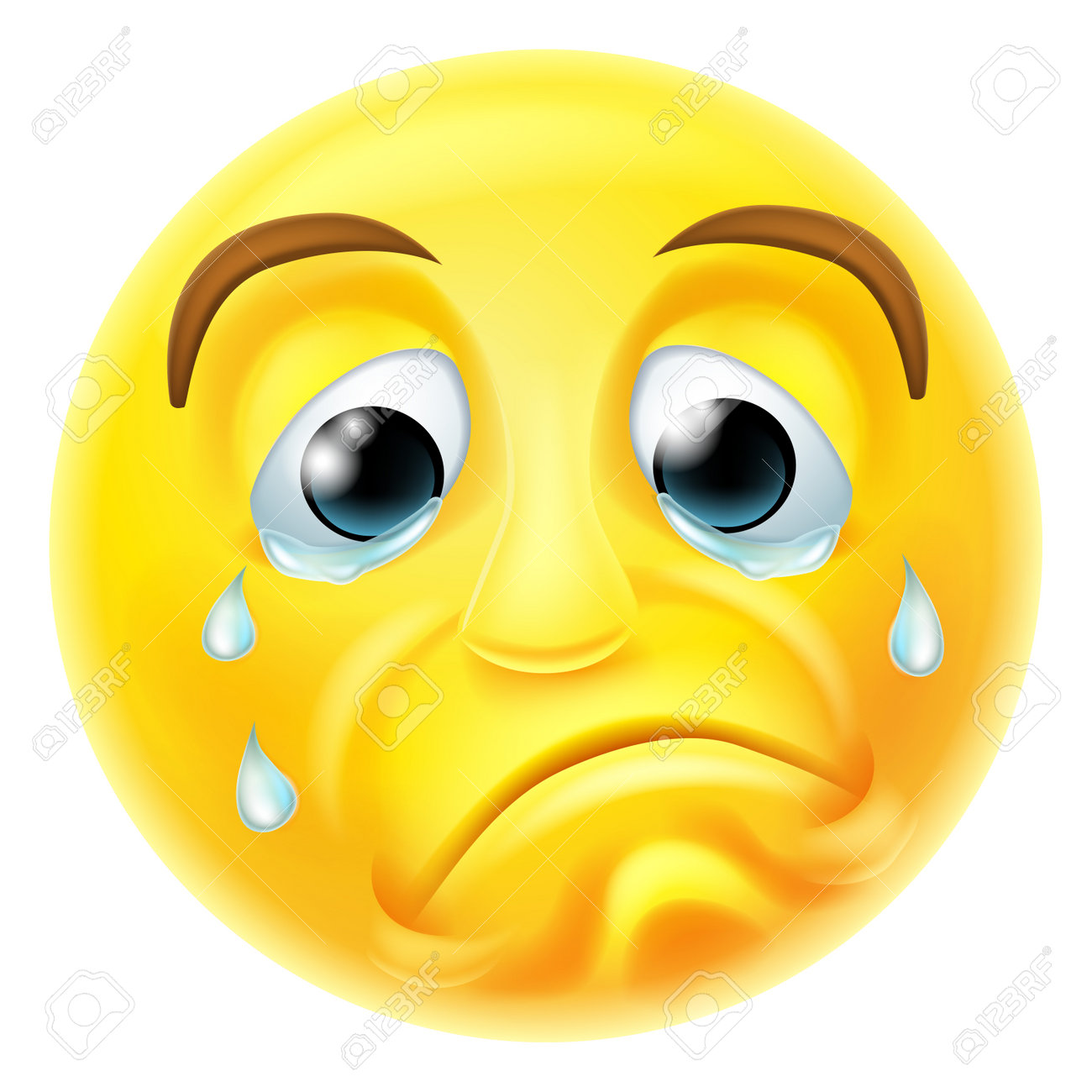 a sad crying emoji emoticon smiley face character with tears