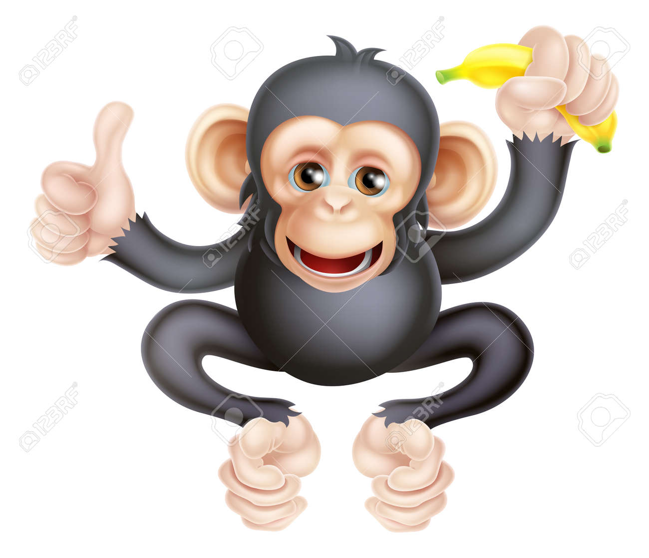 Desenho de macaco segurando uma banana