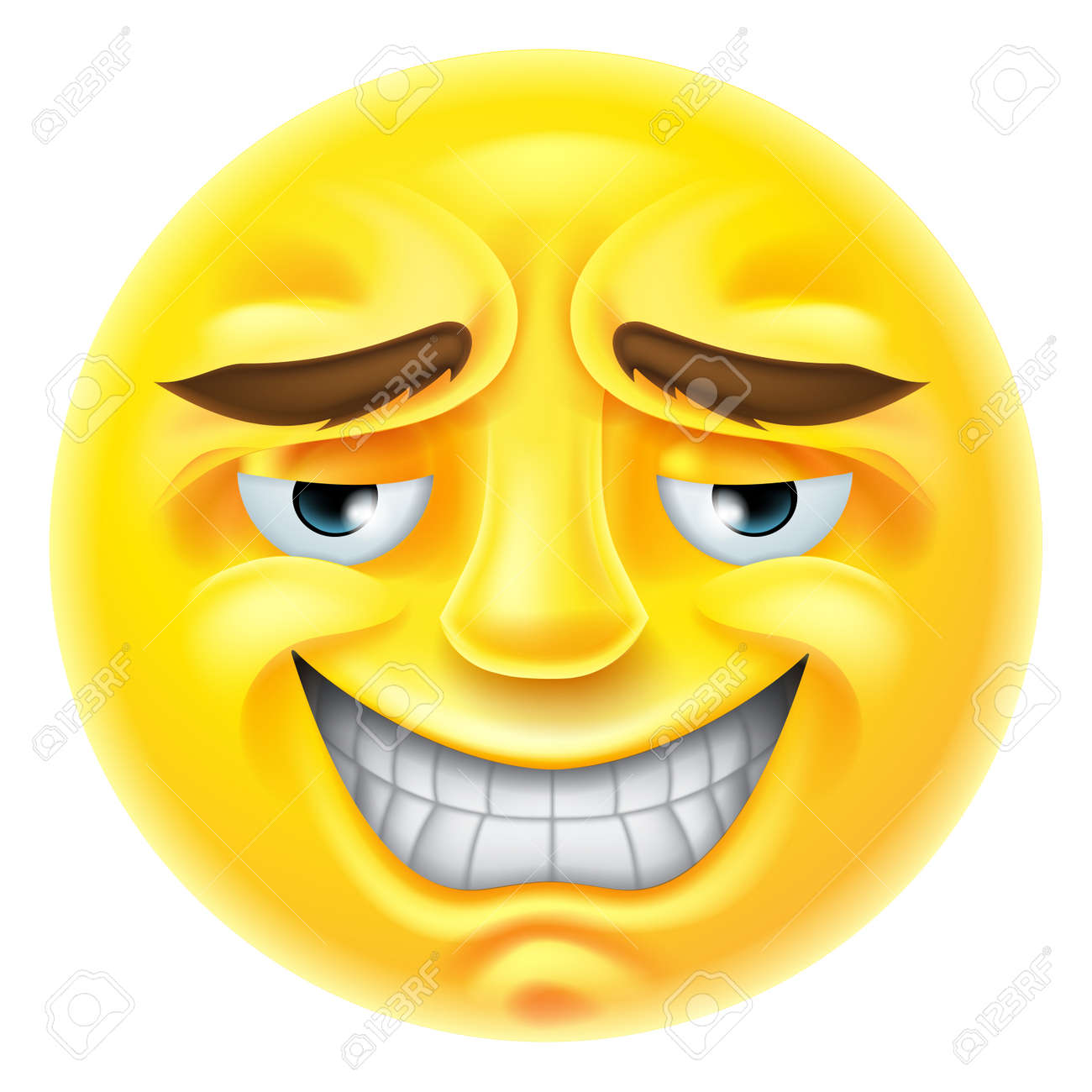 恥ずかしいや調子がいい方法で笑顔絵文字顔文字 のイラスト素材 ベクタ Image