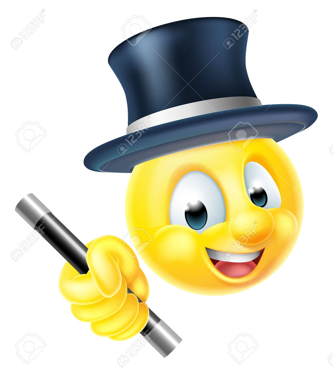 An Emoji Emoticon Smiley Face Magician Character Holding A Magic Royalty Free Cliparts Vectors And Stock Illustration Image