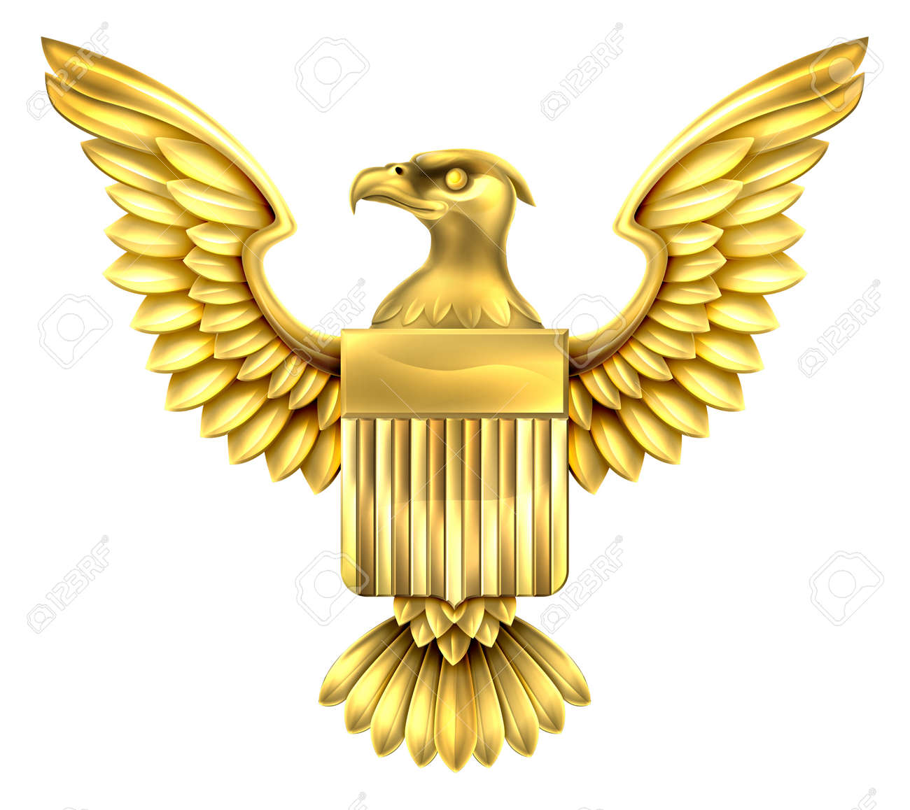 Gold Golden Metal American Eagle Design With Bald Eagle Of The