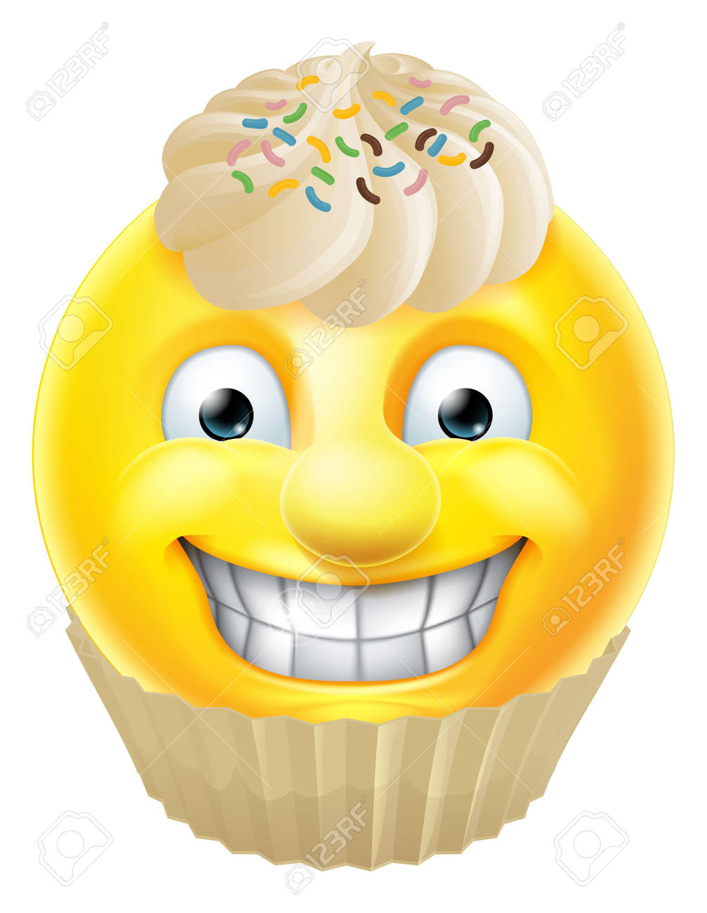 Un Caractere De Visage Souriant Gateau De Bande Dessinee Emoji Emoticone Clip Art Libres De Droits Vecteurs Et Illustration Image