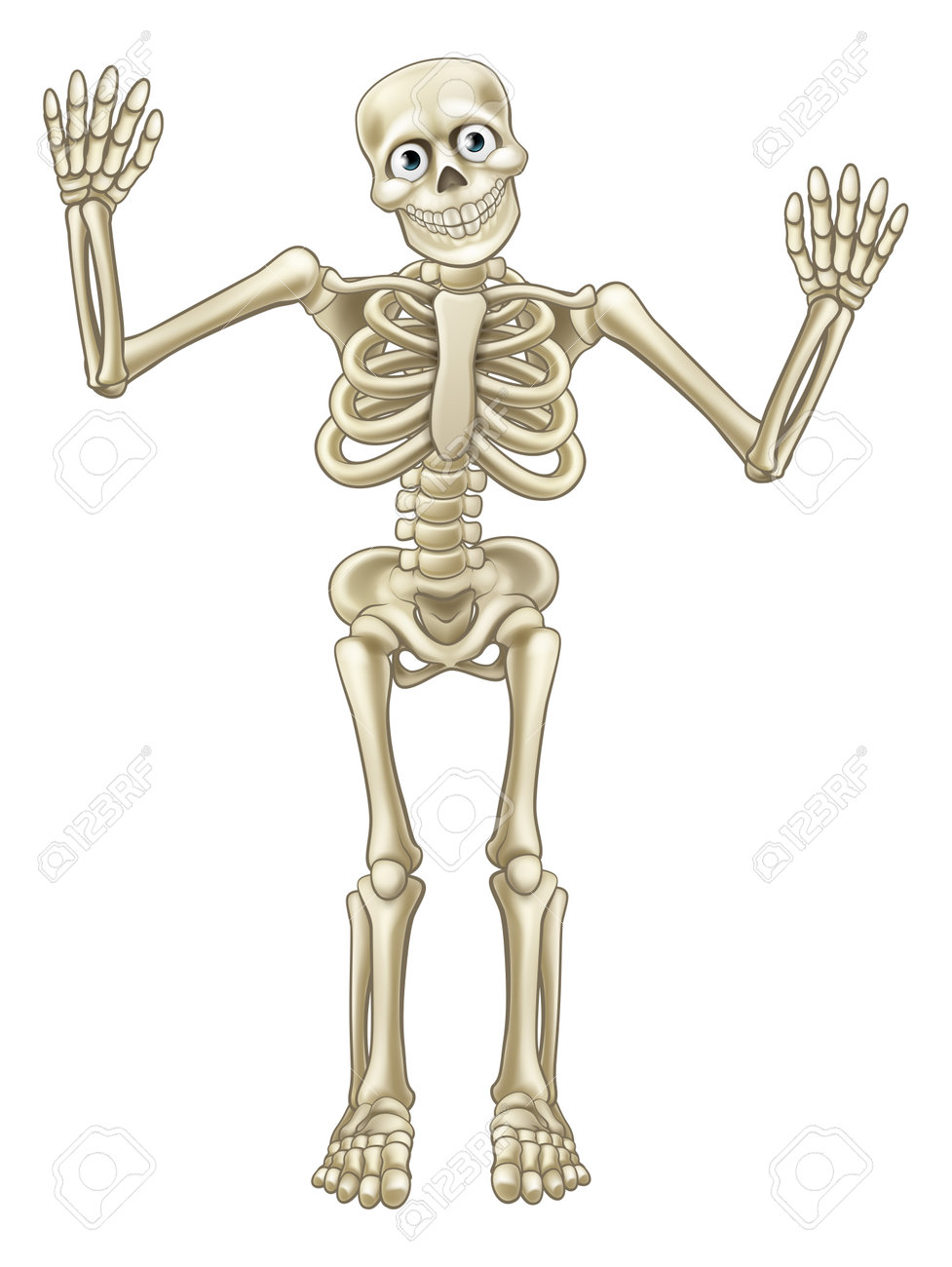 Skeleton Cartoon Character Or Halloween Monster Waving His Hands Or Dancing Royalty Free Cliparts Vectors And Stock Illustration Image