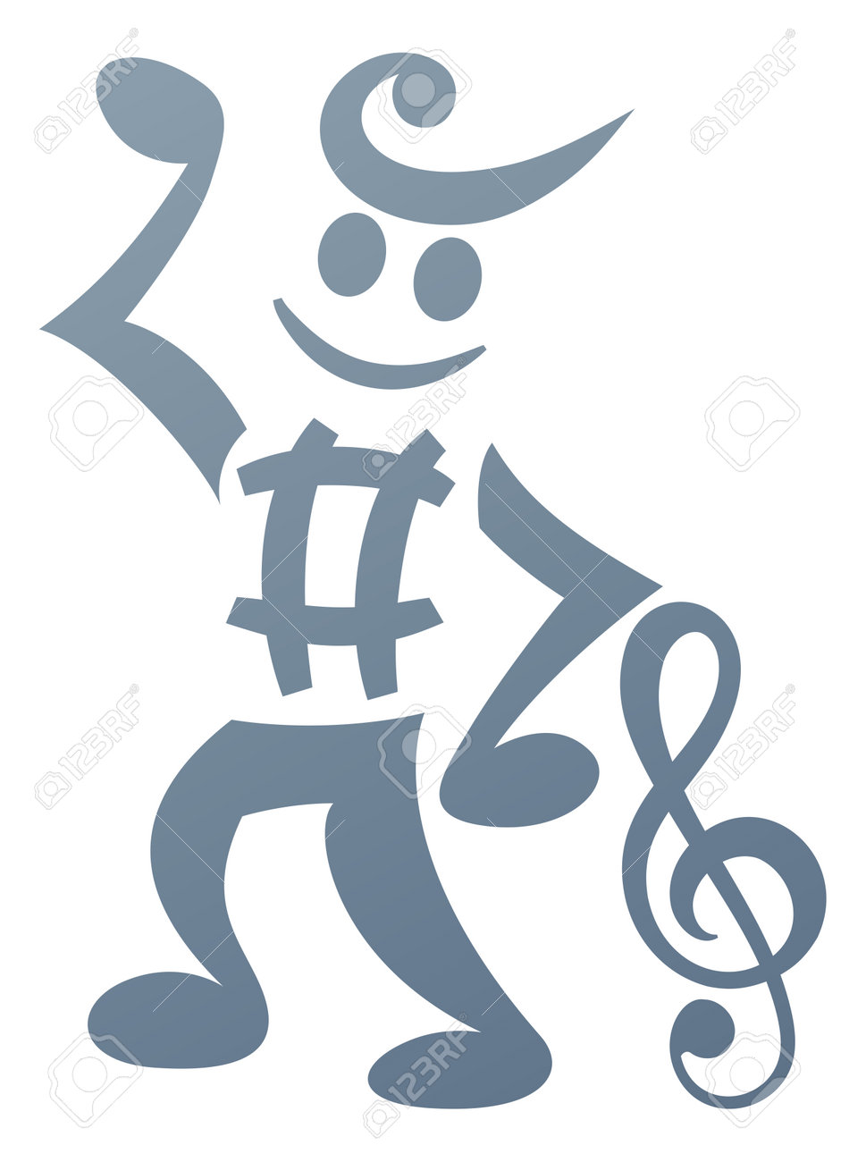音符と楽譜のマスコット キャラクターのイラスト素材 ベクタ Image