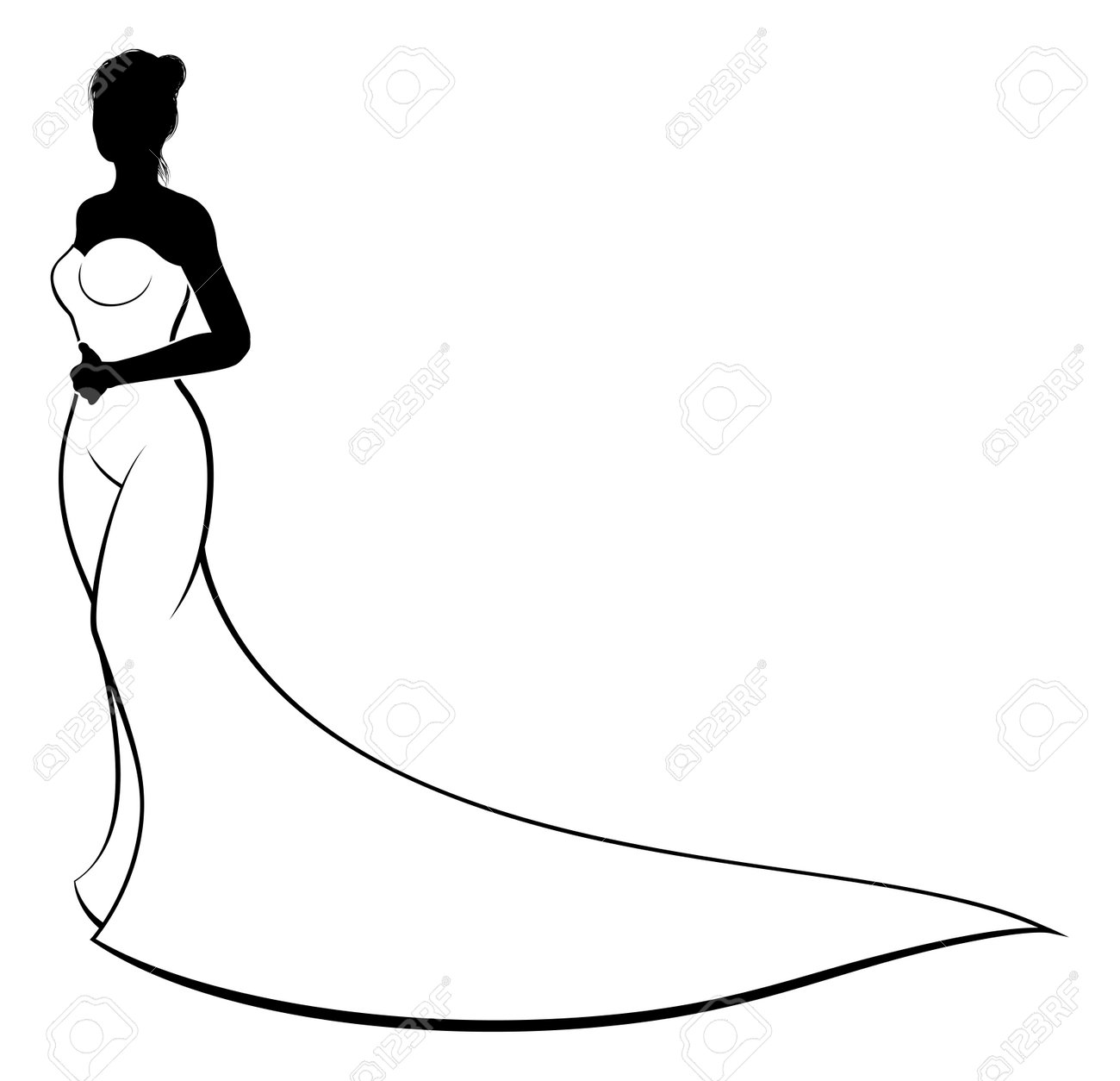 a bride in her white bridal wedding dress iin silhouette royalty