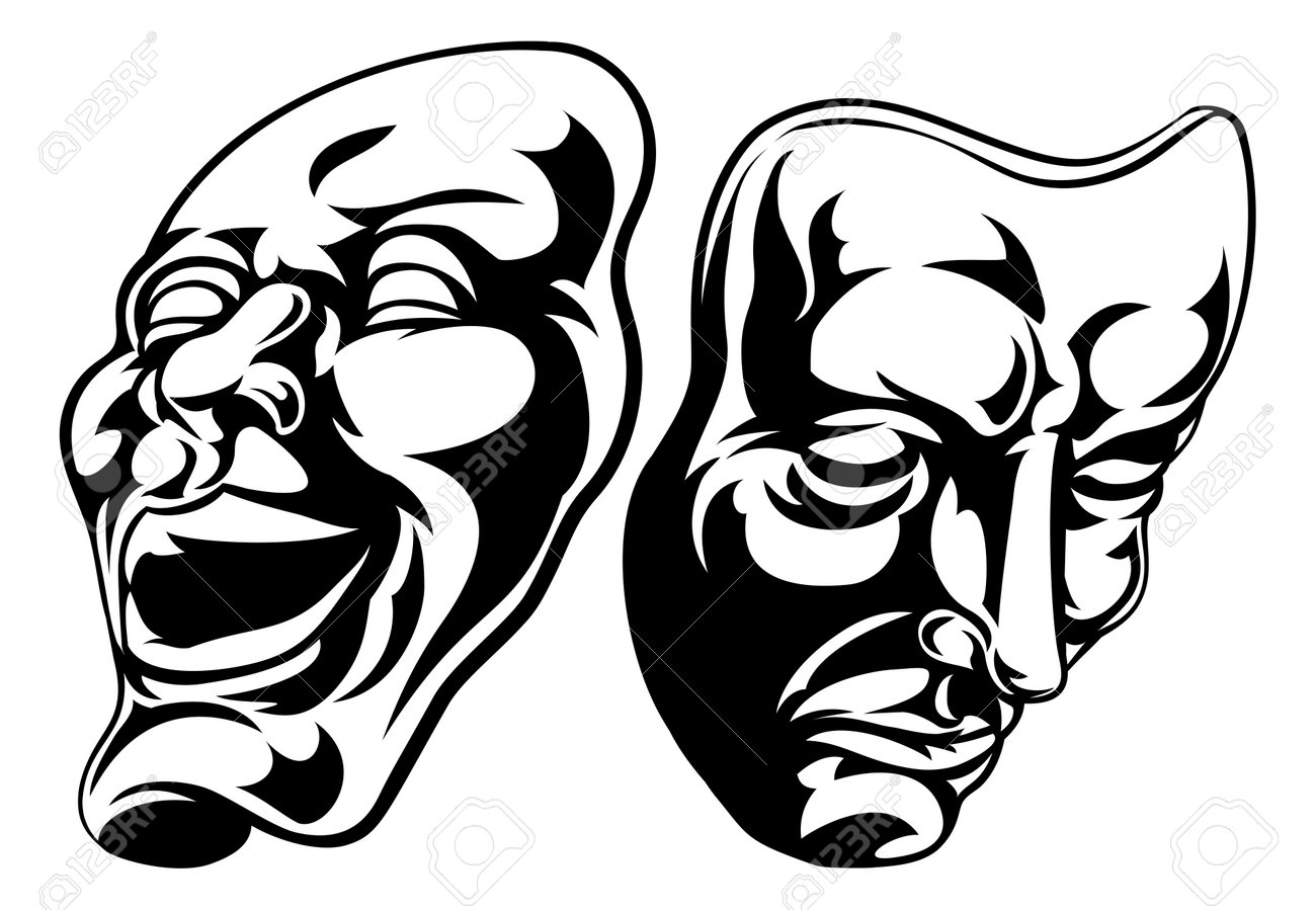 illustration of theatre comedy and tragedy masks royalty free
