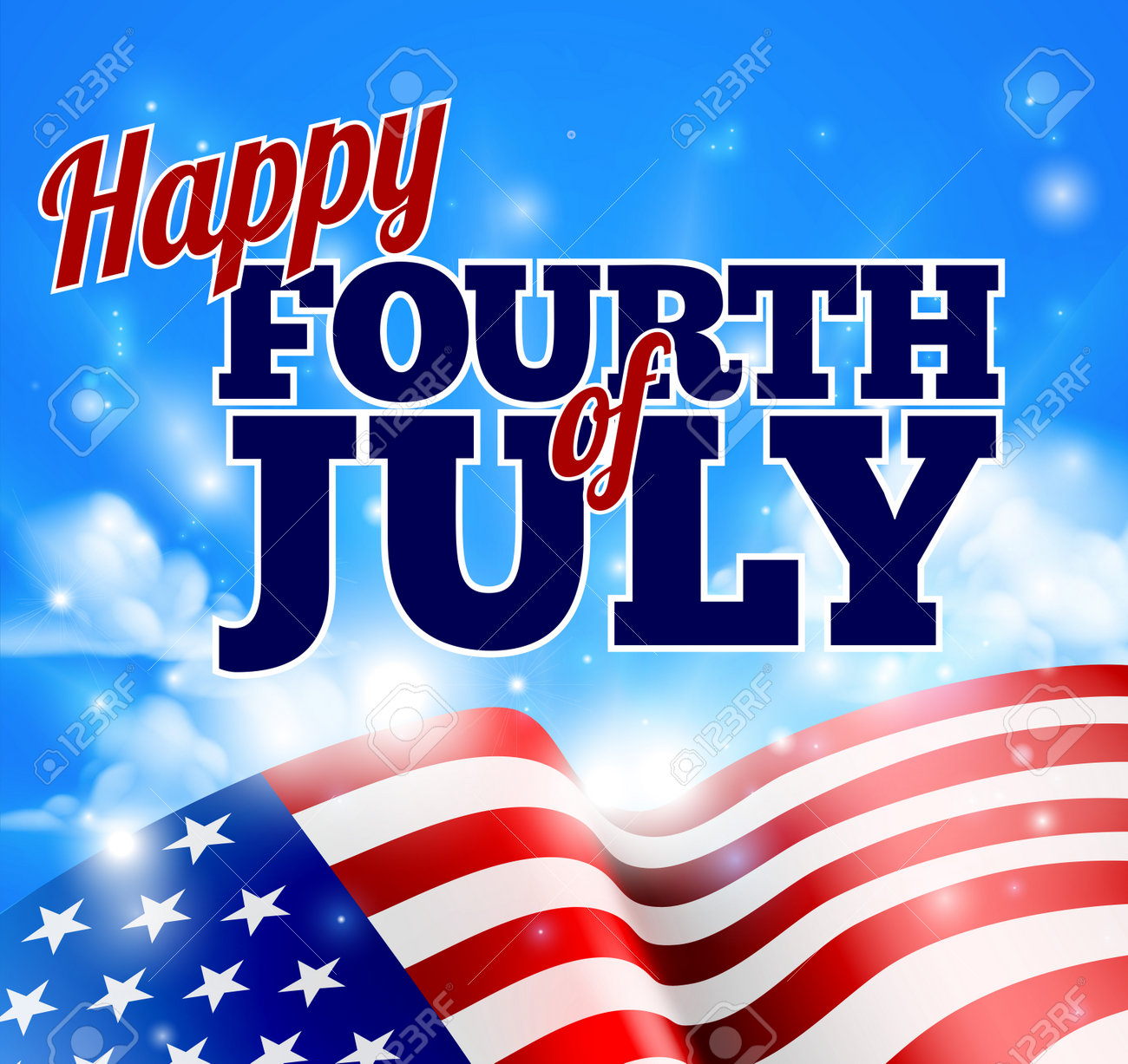空とアメリカの国旗に幸せな 7 月 4 日の独立記念日の背景のイラスト素材 ベクタ Image 空とアメリカの国旗に幸せな 7 月 4 日の独立記念日の背景のイラスト素材 ベクタ Image
