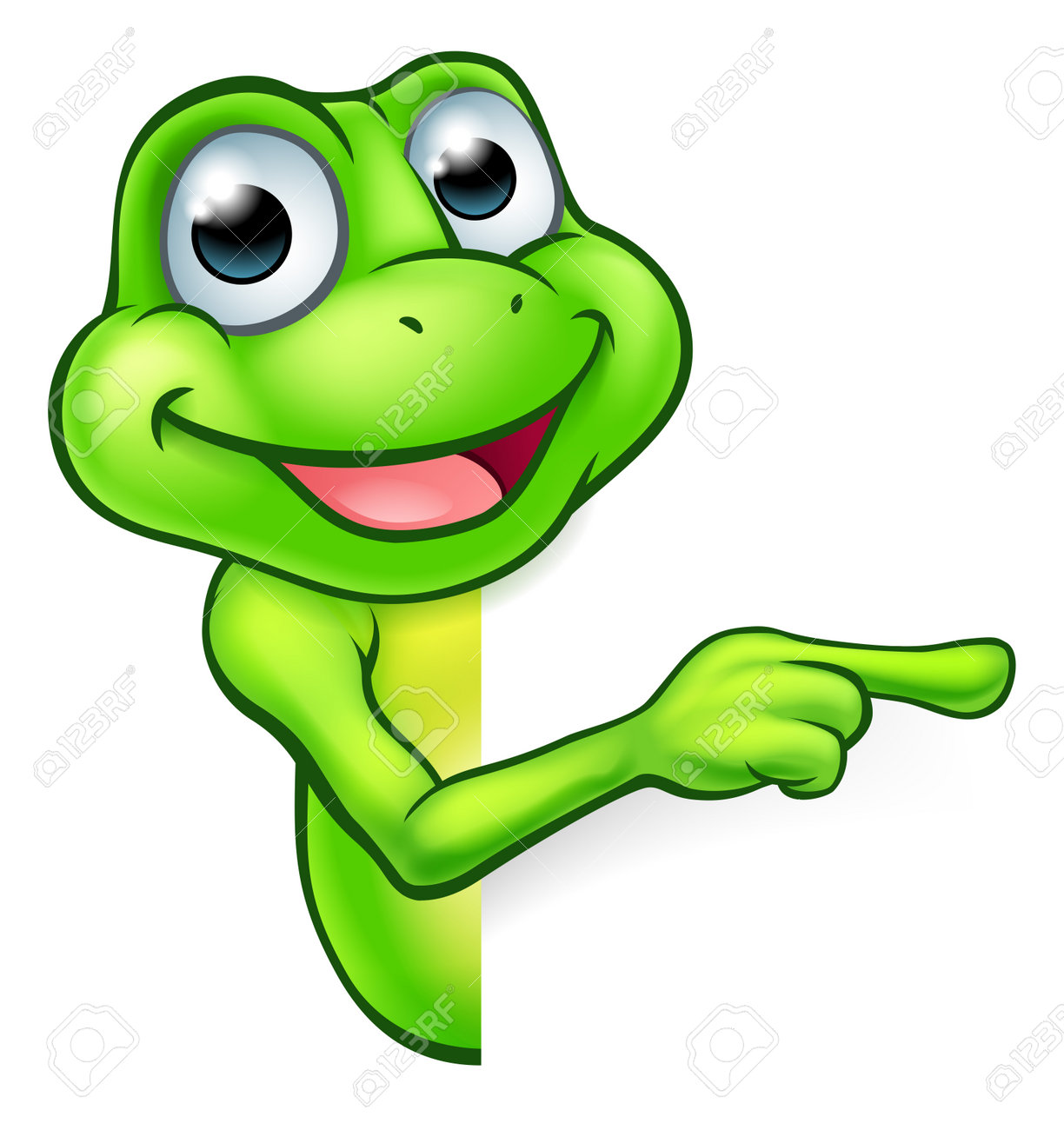 an illustration of a cute cartoon frog mascot character peeking